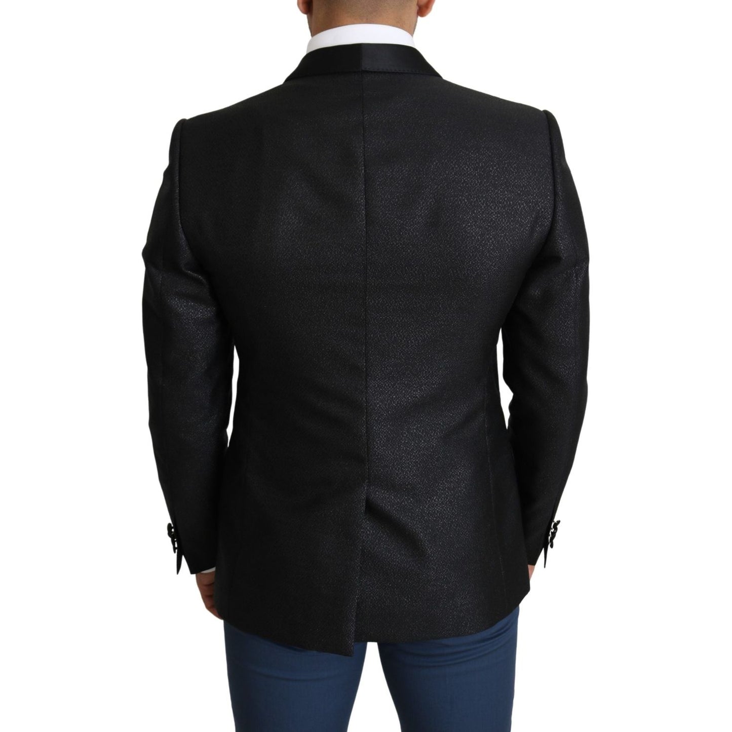 Dolce & Gabbana Elegant Black Jacquard Slim Fit Blazer Dolce & Gabbana Black