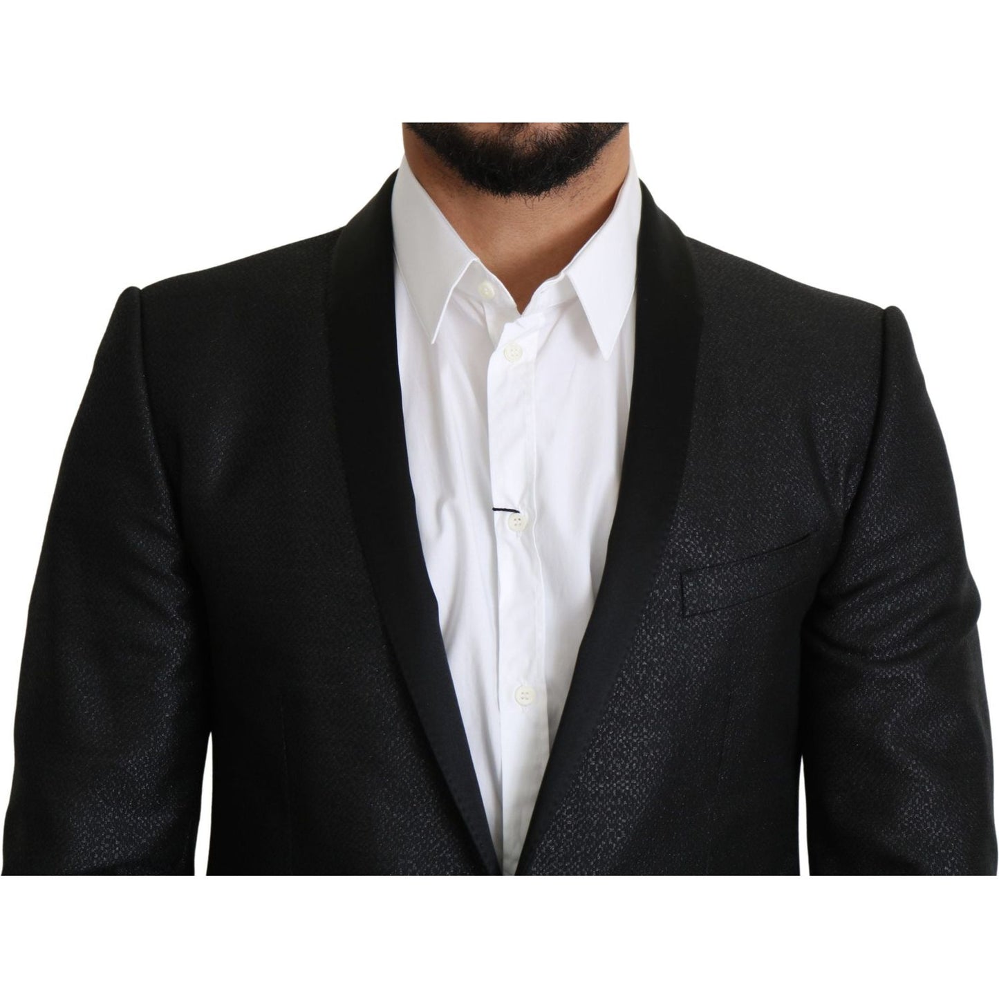 Dolce & Gabbana Elegant Black Jacquard Slim Fit Blazer Dolce & Gabbana Black