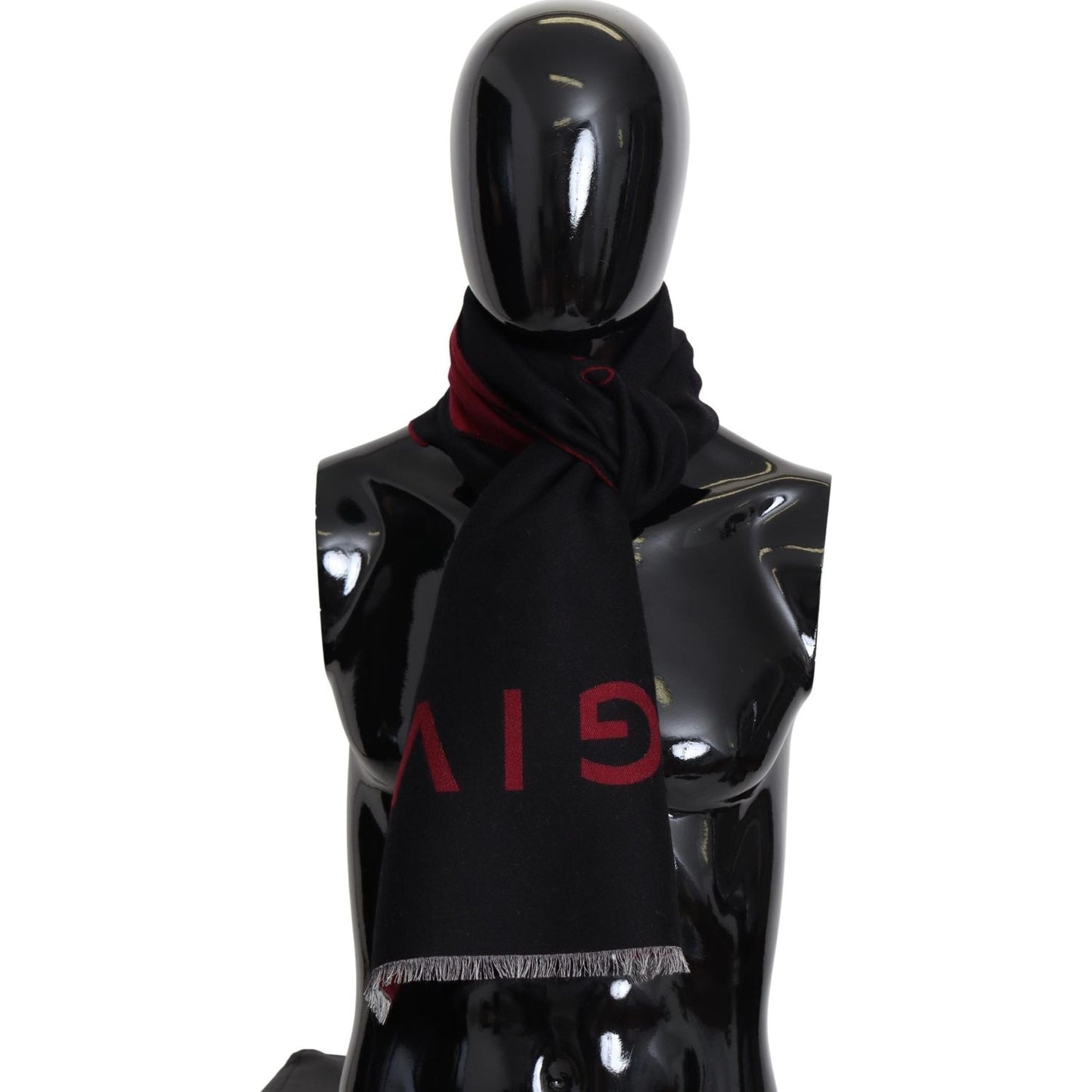 Givenchy Elegant Unisex Wool Silk Blend Scarf Wool Wrap Shawls Givenchy Black