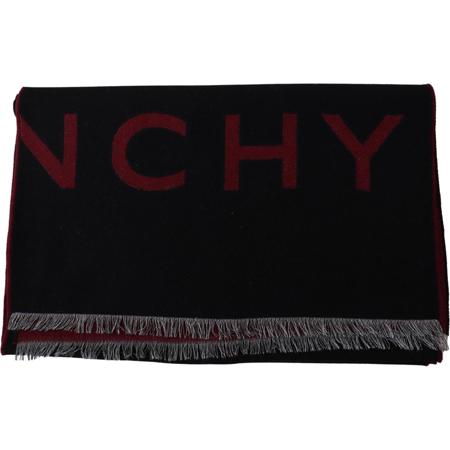 Givenchy Elegant Unisex Wool Silk Blend Scarf Wool Wrap Shawls Givenchy Black