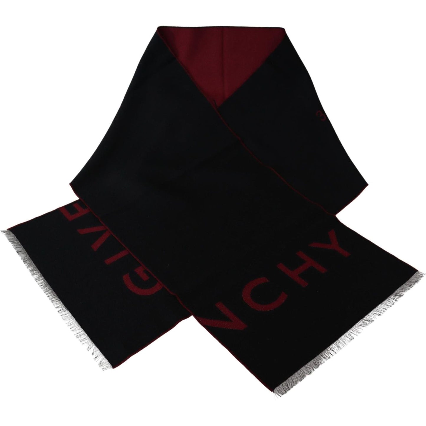 Givenchy Elegant Unisex Wool Silk Blend Scarf Wool Wrap Shawls Givenchy Black
