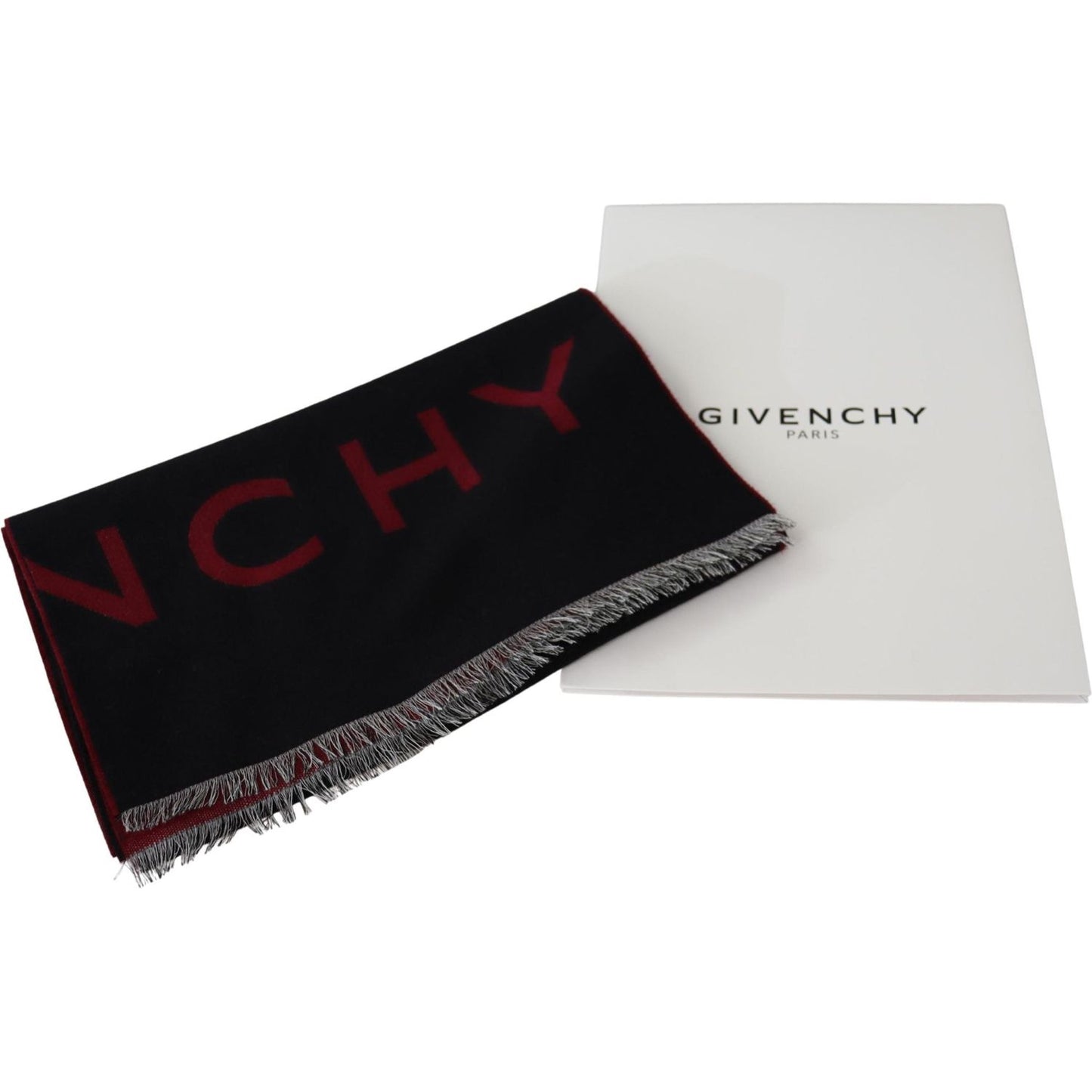 Givenchy Elegant Unisex Wool Silk Blend Scarf Wool Wrap Shawls Givenchy Black