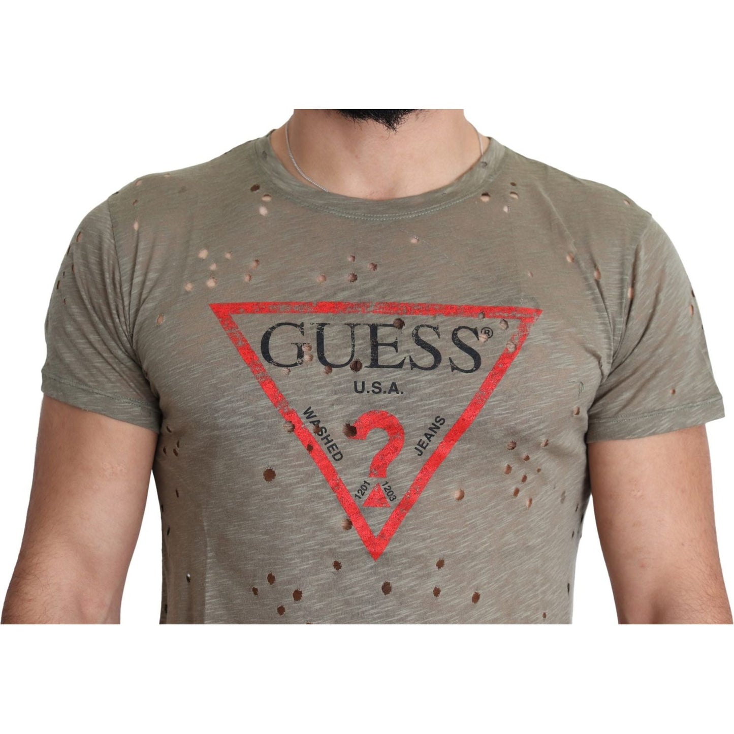 Guess Chic Brown Cotton Stretch Tee Guess Dim Gray