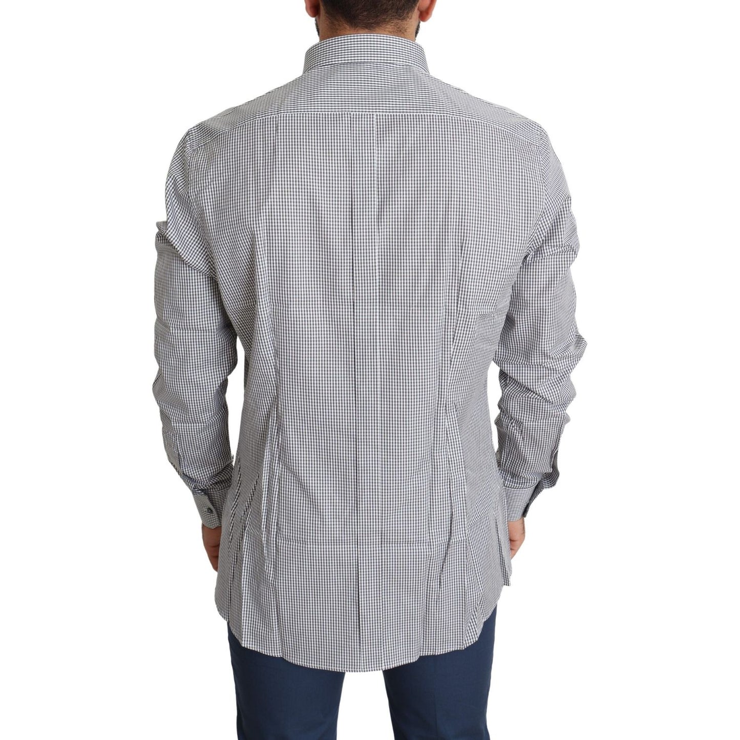 Dolce & Gabbana Black White Checkered GOLD Dress Cotton Shirt TSH5466-38