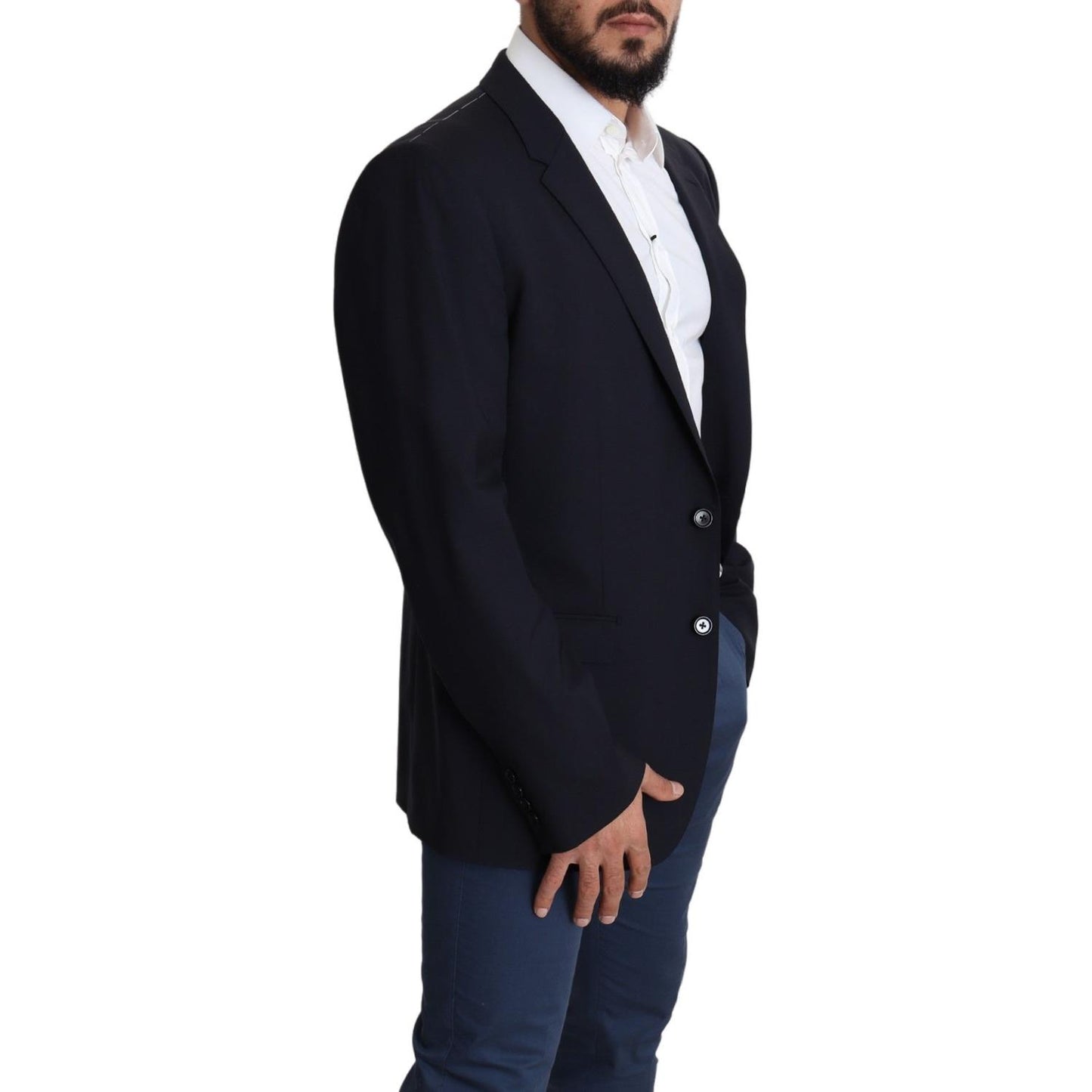 Dolce & Gabbana Exquisite Black Wool Stretch Martini Blazer Dolce & Gabbana Black