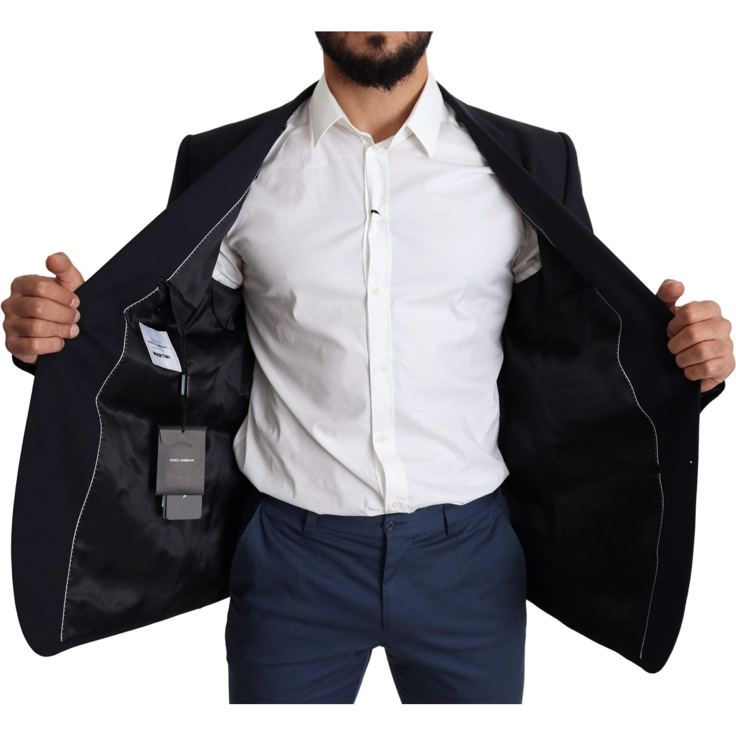Dolce & Gabbana Exquisite Black Wool Stretch Martini Blazer Dolce & Gabbana Black