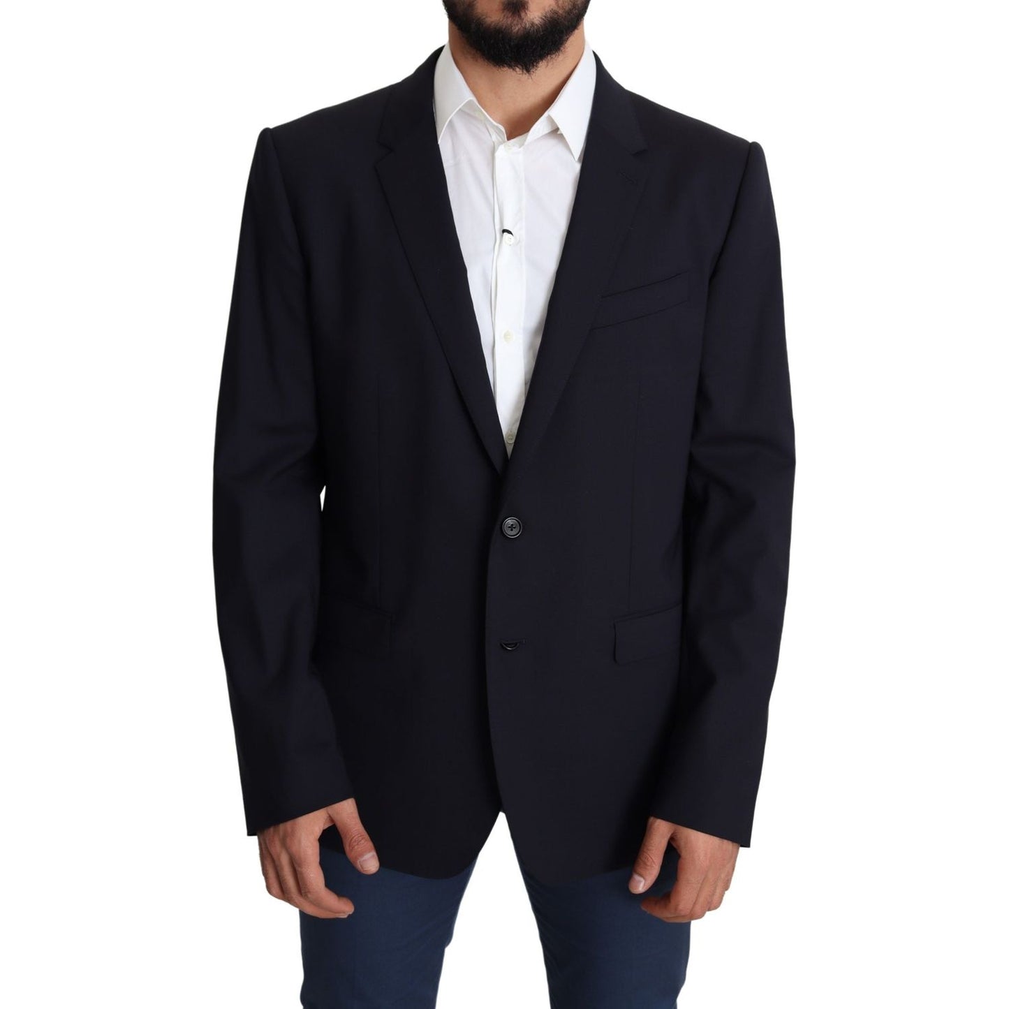 Dolce & Gabbana Exquisite Black Wool Stretch Martini Blazer Dolce & Gabbana Black