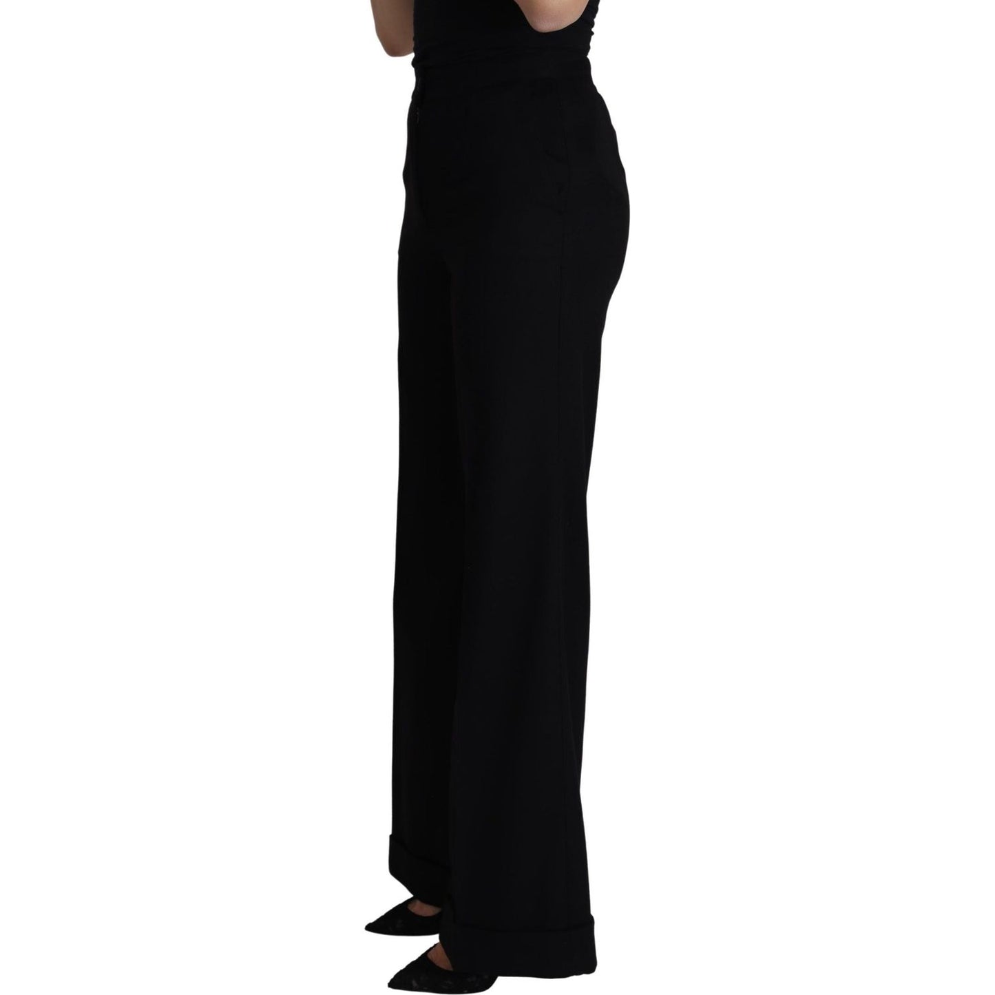 Dolce & Gabbana Elegant Cashmere Wide Leg Trousers Jeans & Pants Dolce & Gabbana Black