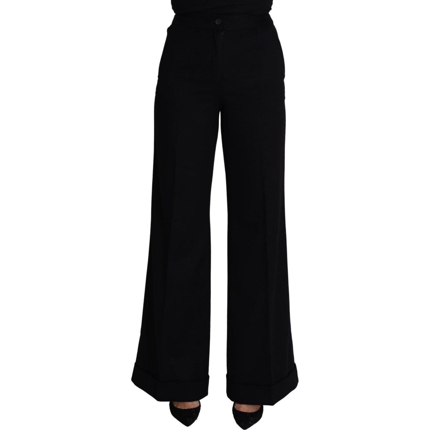 Dolce & Gabbana Elegant Cashmere Wide Leg Trousers Jeans & Pants Dolce & Gabbana Black