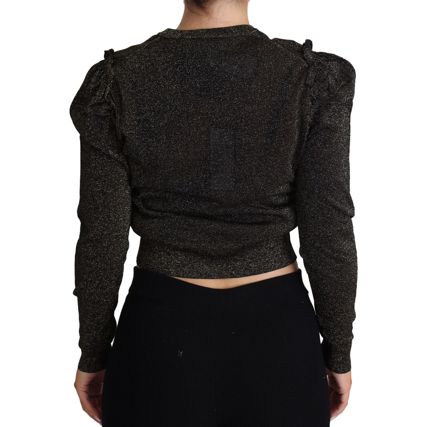Dolce & Gabbana Elegant Cropped Sweater with Logo Detail Dolce & Gabbana Black