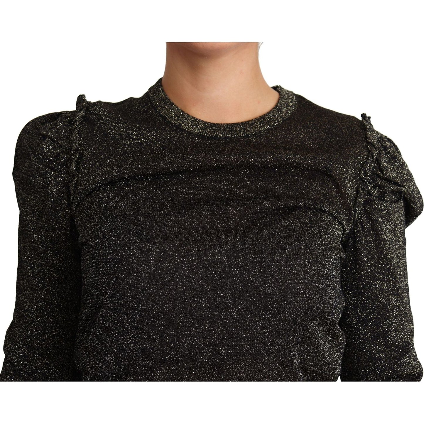 Dolce & Gabbana Elegant Cropped Sweater with Logo Detail Dolce & Gabbana Black