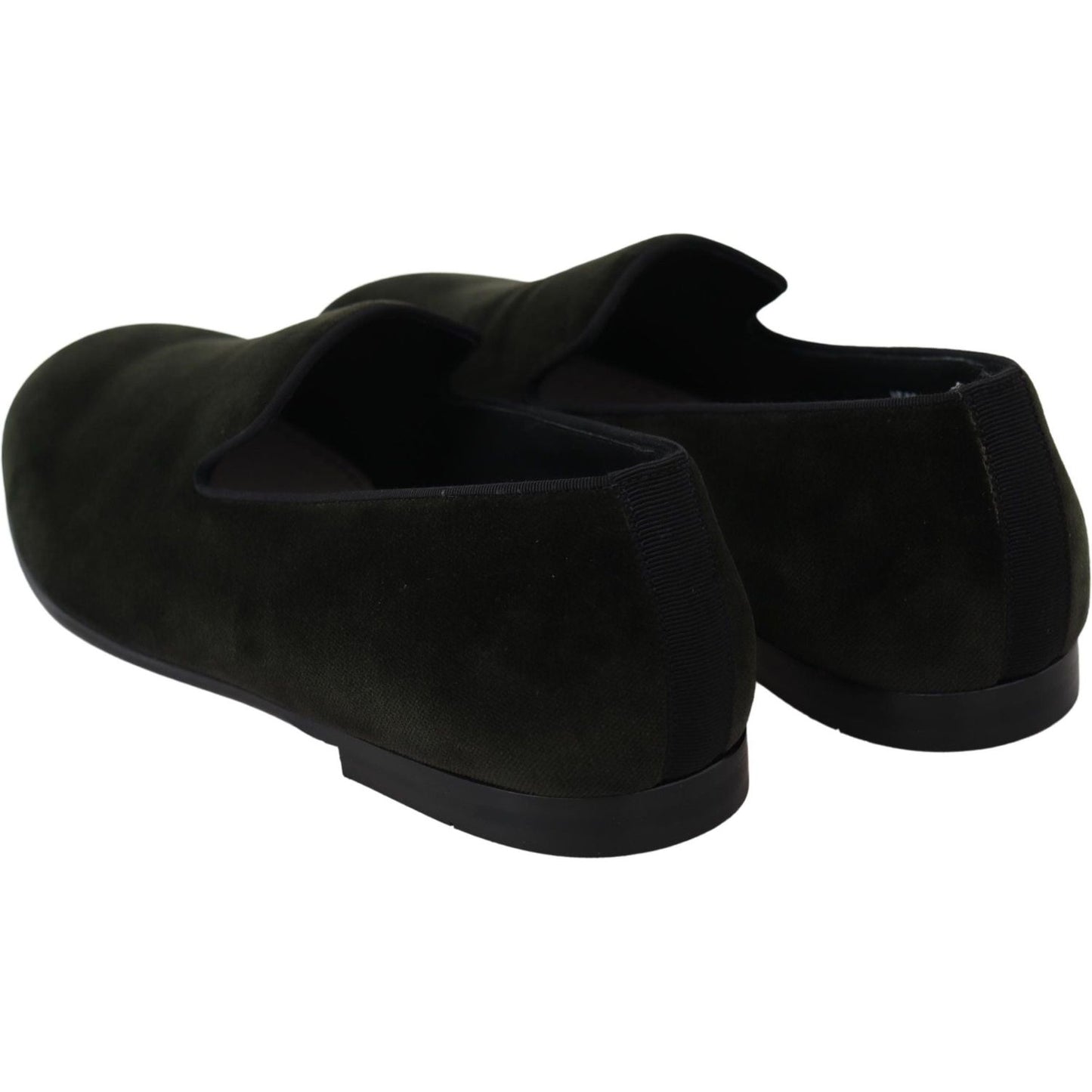 Dolce & Gabbana Elegant Green Velvet Loafers Dolce & Gabbana Black