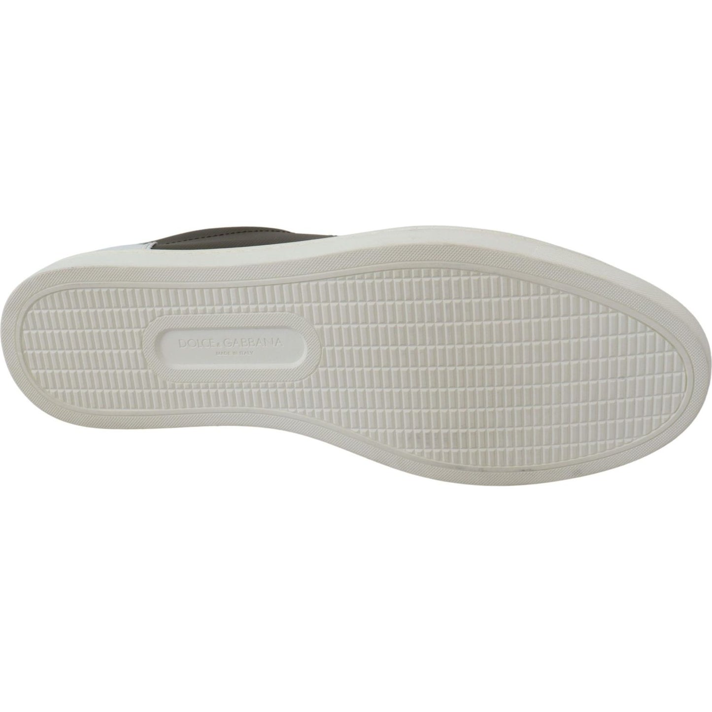 Dolce & Gabbana Sleek White Leather Low Top Sneakers Dolce & Gabbana Gray