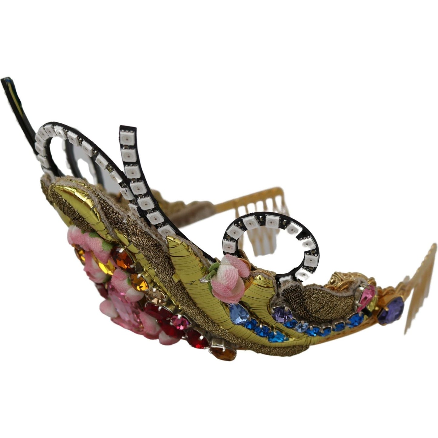 Dolce & Gabbana Stunning Crystal Diadem Tiara - Gold Multicolor Diadem Dolce & Gabbana Dim Gray