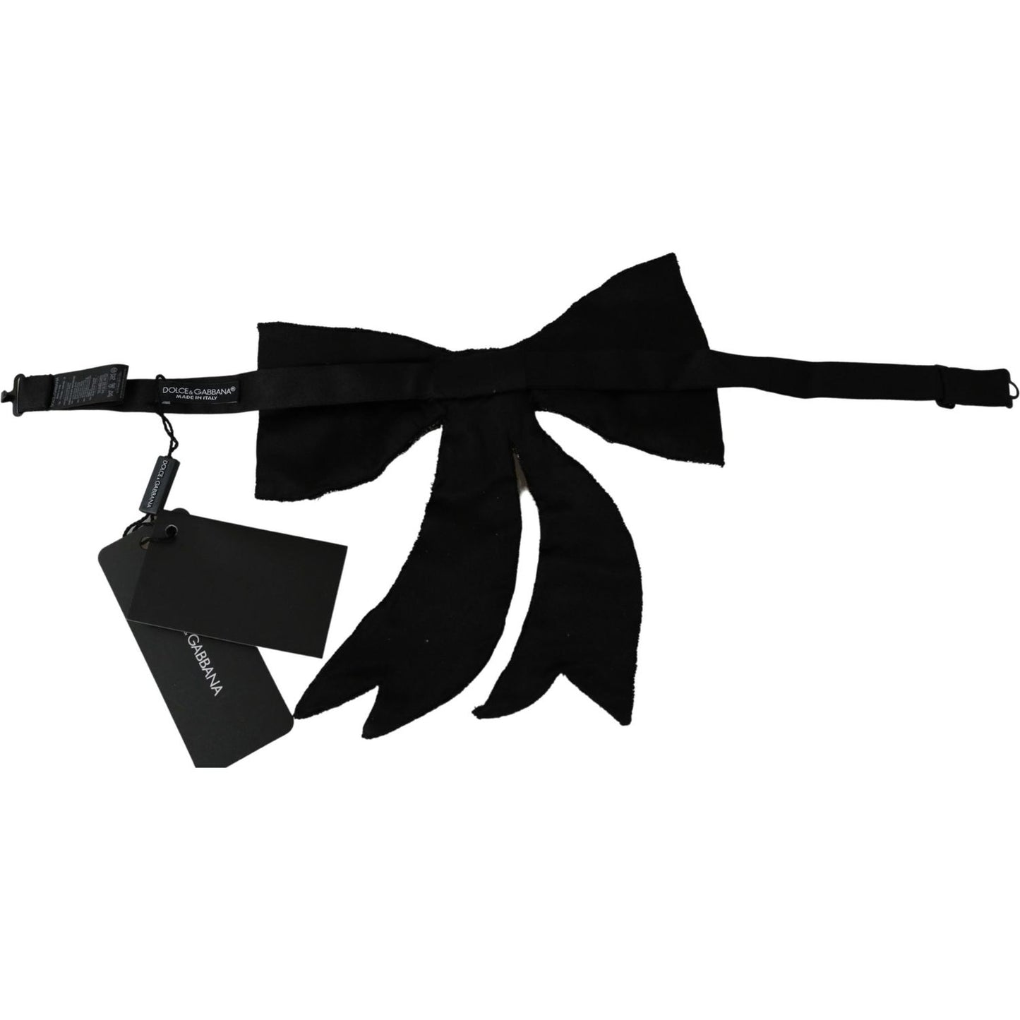 Dolce & Gabbana Silver-Tone Silk Crystal Bow Tie Bow Tie Dolce & Gabbana Black