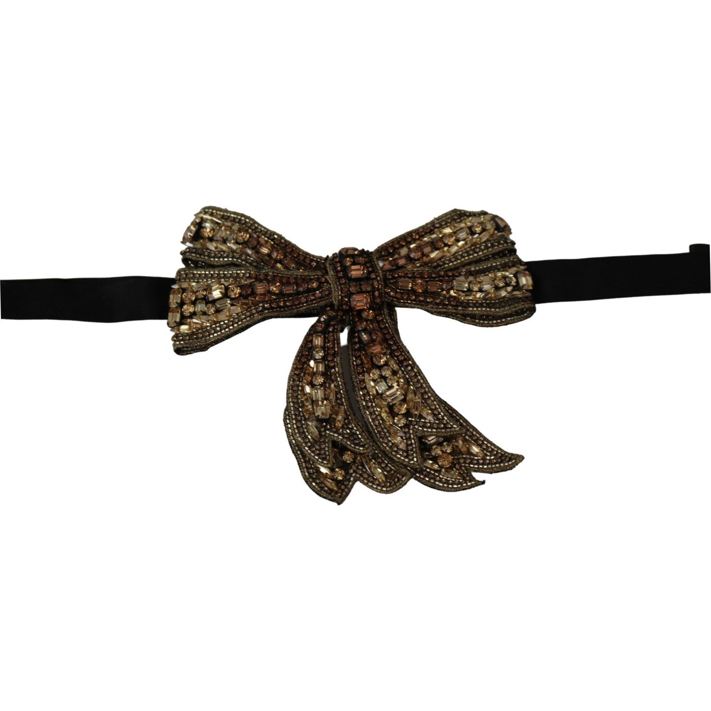 Dolce & Gabbana Elegant Silk Rhinestone Bow Tie Bow Tie Dolce & Gabbana Black