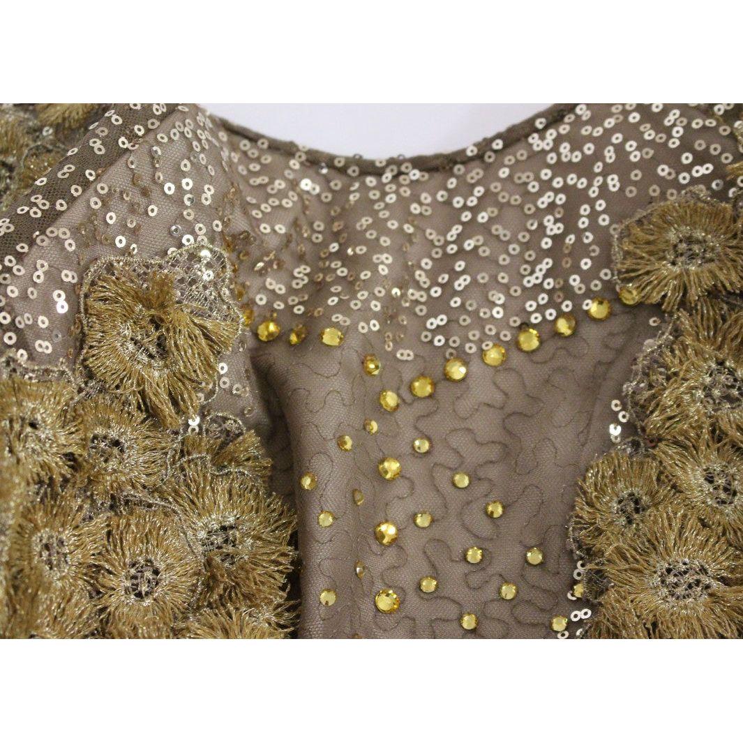 Lanre Da Silva Ajayi Exquisite Gold Lace Maxi Dress with Crystals Lanre Da Silva Ajayi Dim Gray