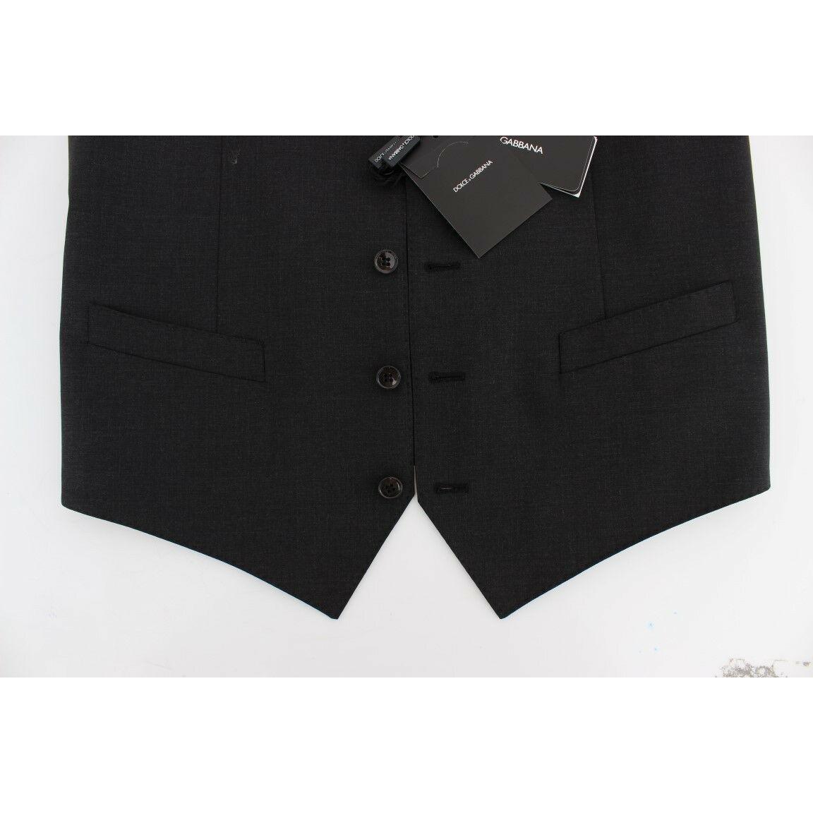 Dolce & Gabbana Elegant Gray Wool Blend Dress Vest Dolce & Gabbana Black
