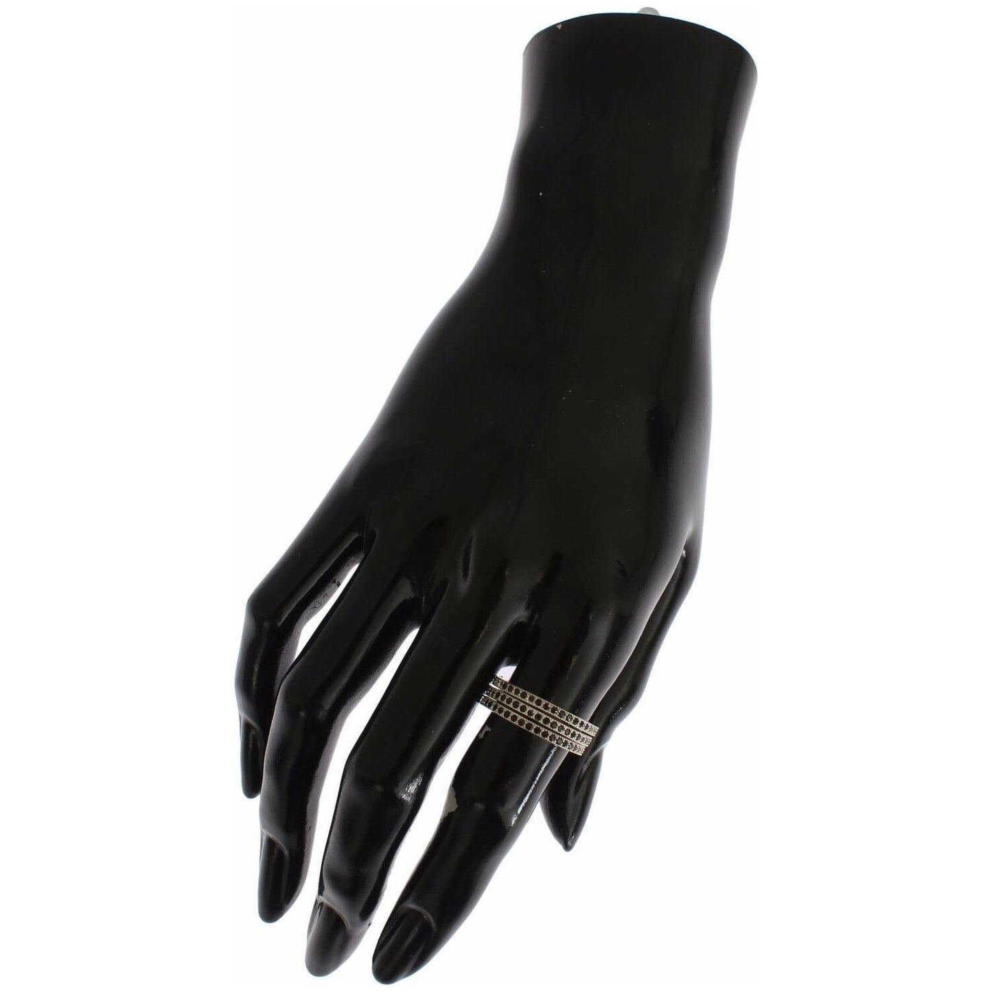 Nialaya Chic Silver & Black CZ Crystal Ring Ring Nialaya Black