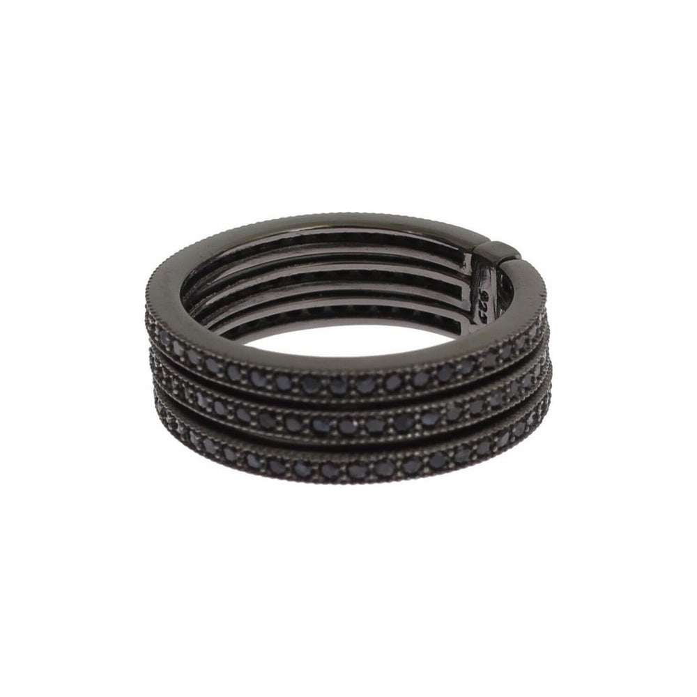 Nialaya Black CZ 925 Sterling Silver Womens Ring