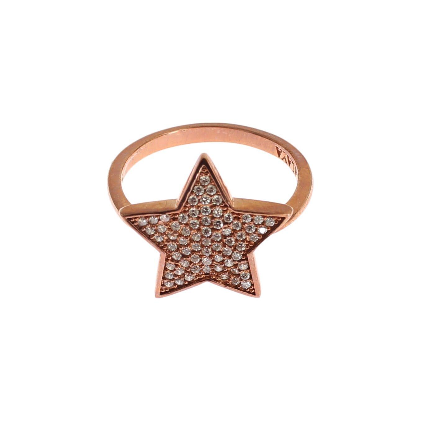 Nialaya Dazzling Pink Gold Plated Sterling Silver CZ Ring Ring Nialaya Rosy Brown