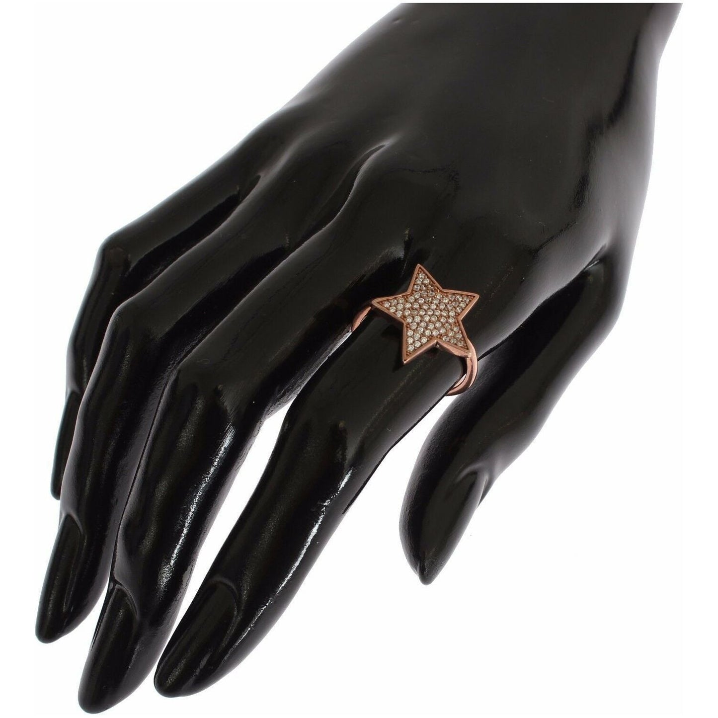 Nialaya Dazzling Pink Gold Plated Sterling Silver CZ Ring Ring Nialaya Black