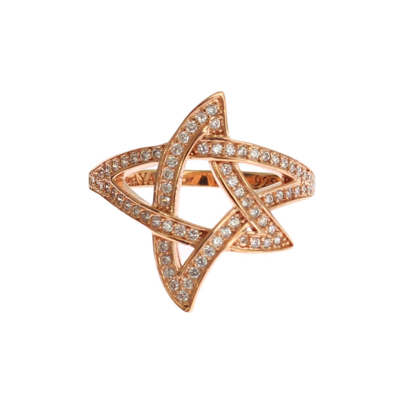 Nialaya Pink Gold Plated Silver CZ Crystal Ring Ring Nialaya Rosy Brown
