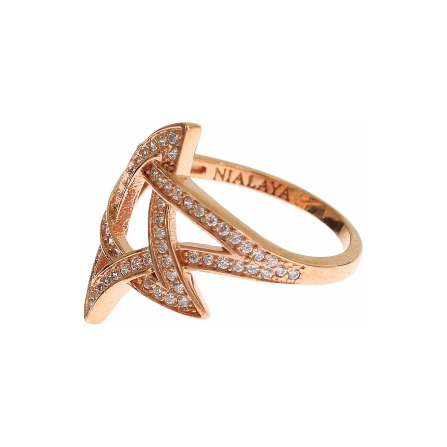 Nialaya Pink Gold Plated Silver CZ Crystal Ring Ring Nialaya Rosy Brown
