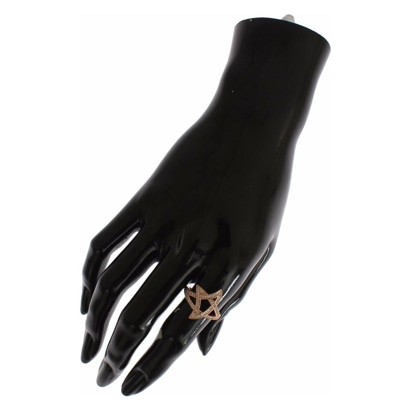 Nialaya Pink Gold Plated Silver CZ Crystal Ring Ring Nialaya Black