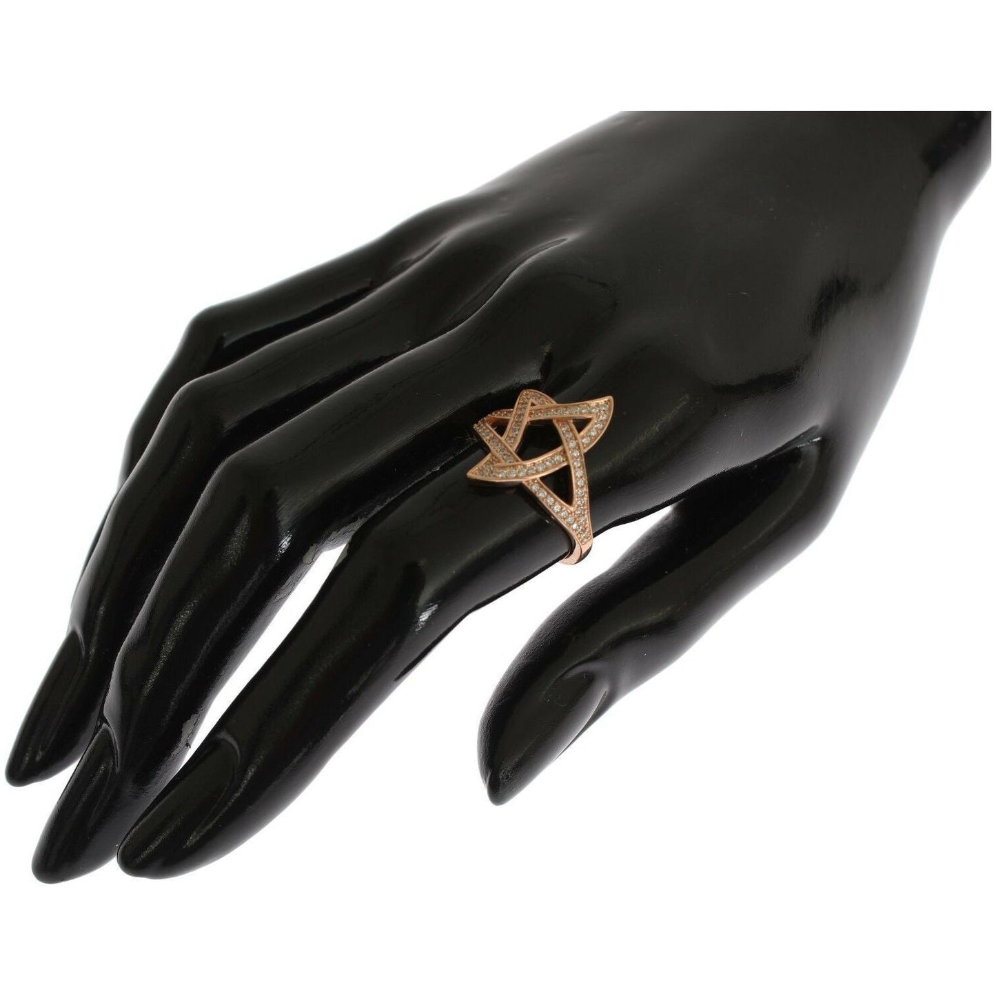 Nialaya Pink Gold Plated Silver CZ Crystal Ring Ring Nialaya Black