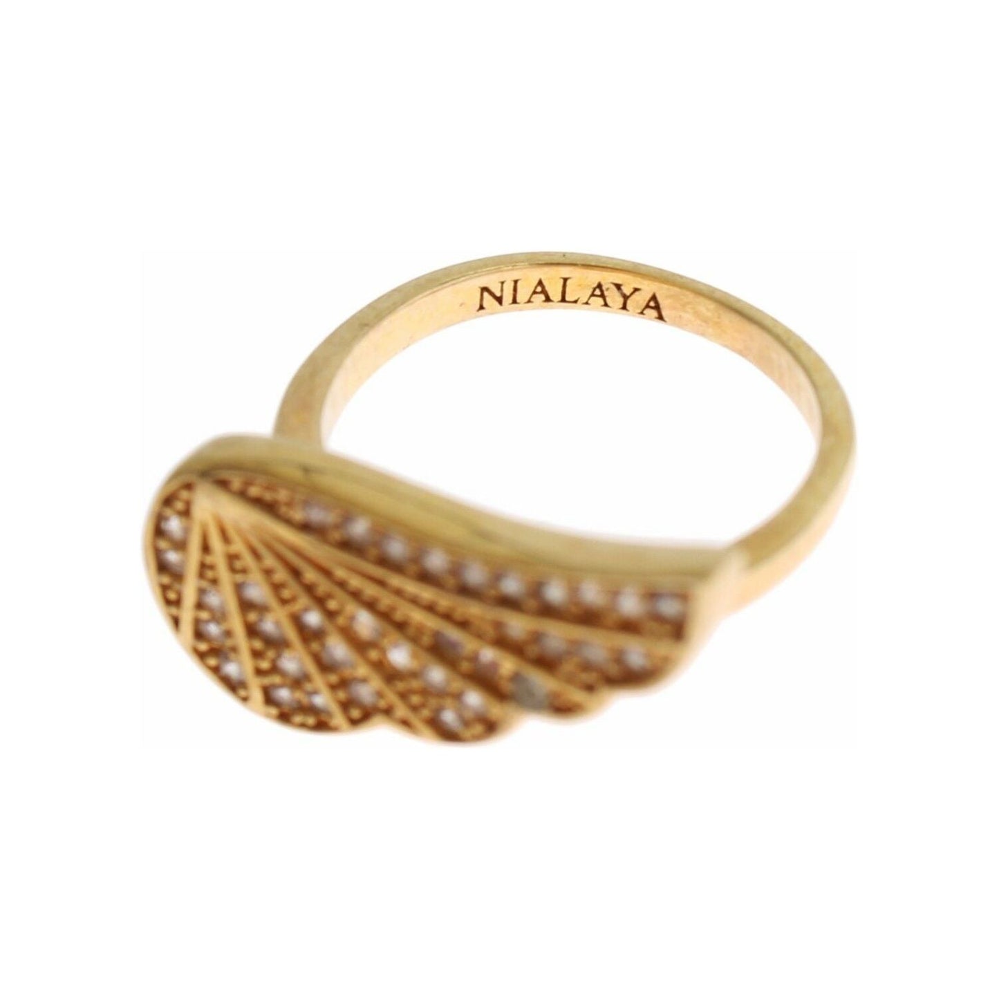 Nialaya Glamorous Gold Plated Crystal Ring Ring Nialaya Dark Khaki