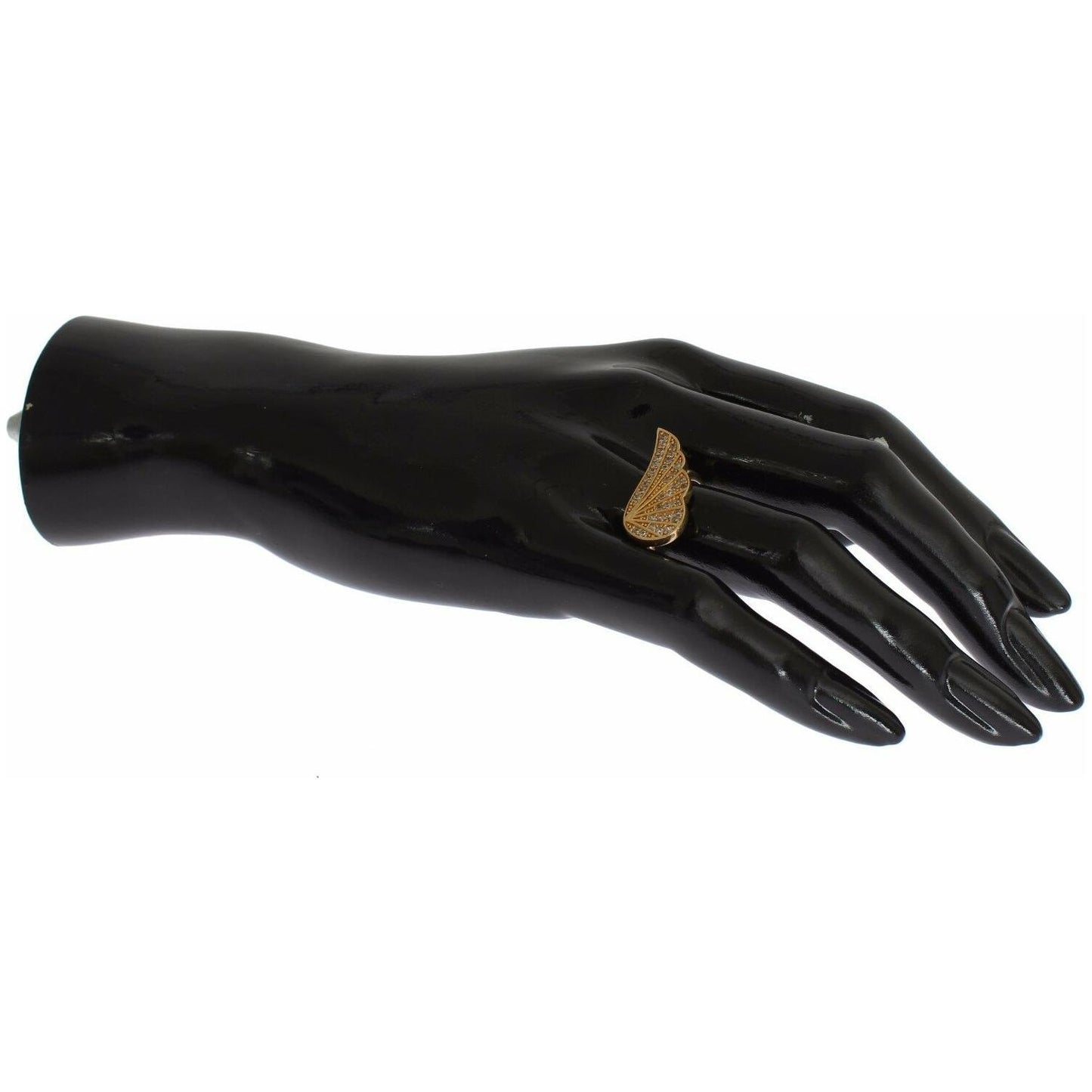 Nialaya Glamorous Gold Plated Crystal Ring Ring Nialaya Black
