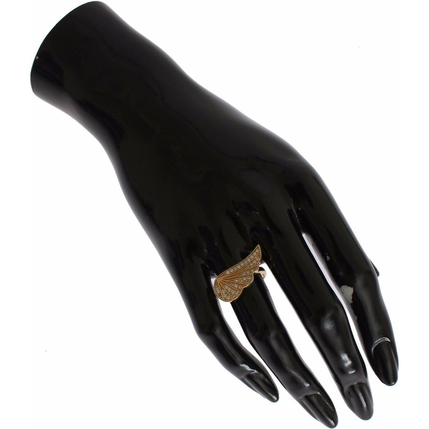 Nialaya Glamorous Gold Plated Crystal Ring Ring Nialaya Black