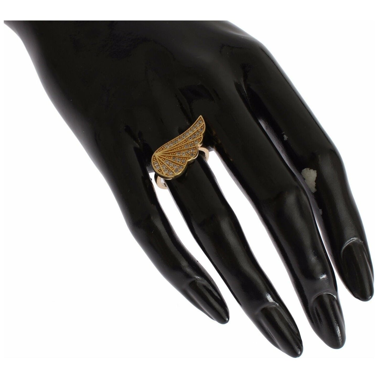 Nialaya Glamorous Gold Plated Crystal Ring Ring Nialaya Black