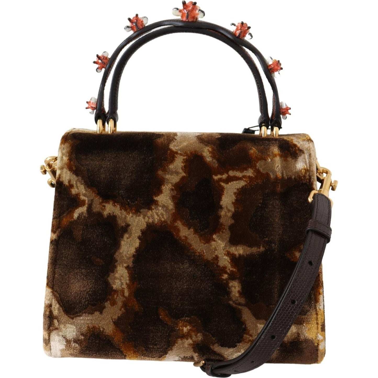 Dolce & Gabbana Elegant Giraffe Pattern Welcome Bag with Gold Accents Dolce & Gabbana Black