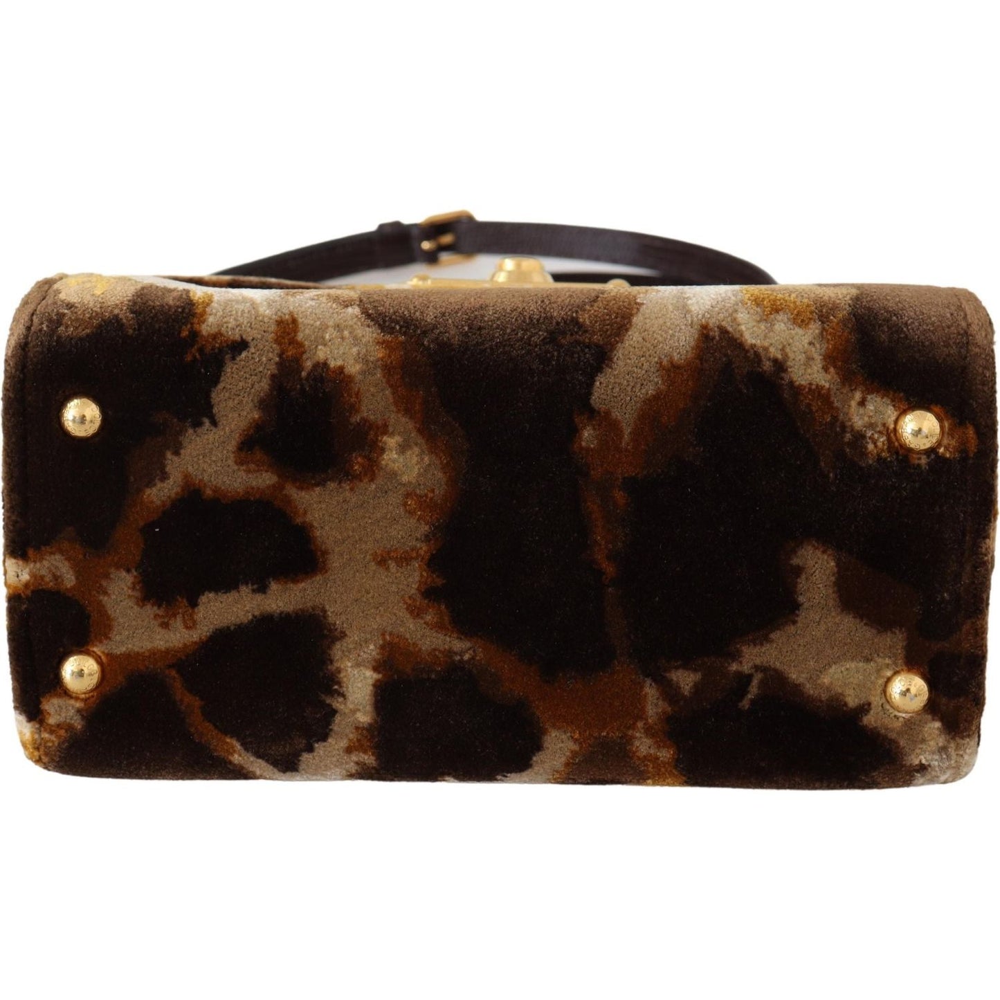 Dolce & Gabbana Elegant Giraffe Pattern Welcome Bag with Gold Accents Dolce & Gabbana Black