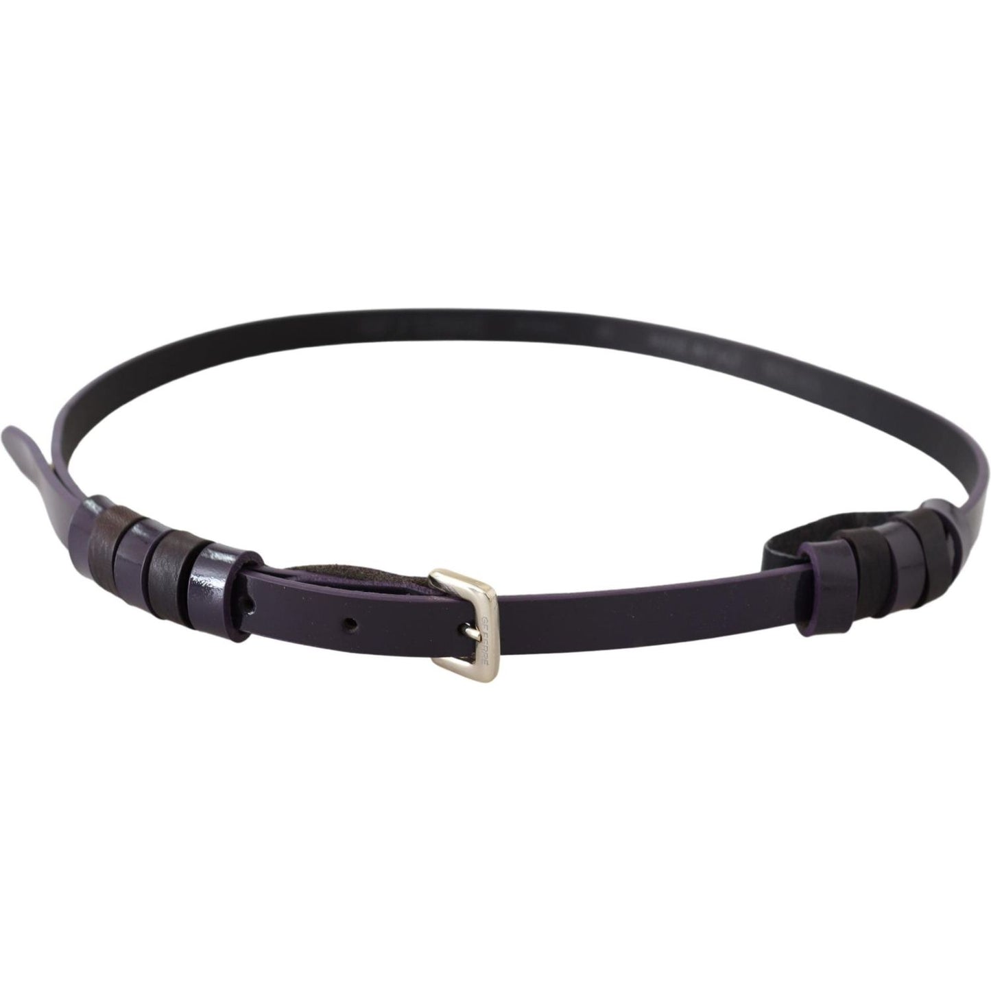 GF Ferre Chic Black Leather Belt with Chrome Silver Tone Buckle Belt GF Ferre Dark Slate Gray