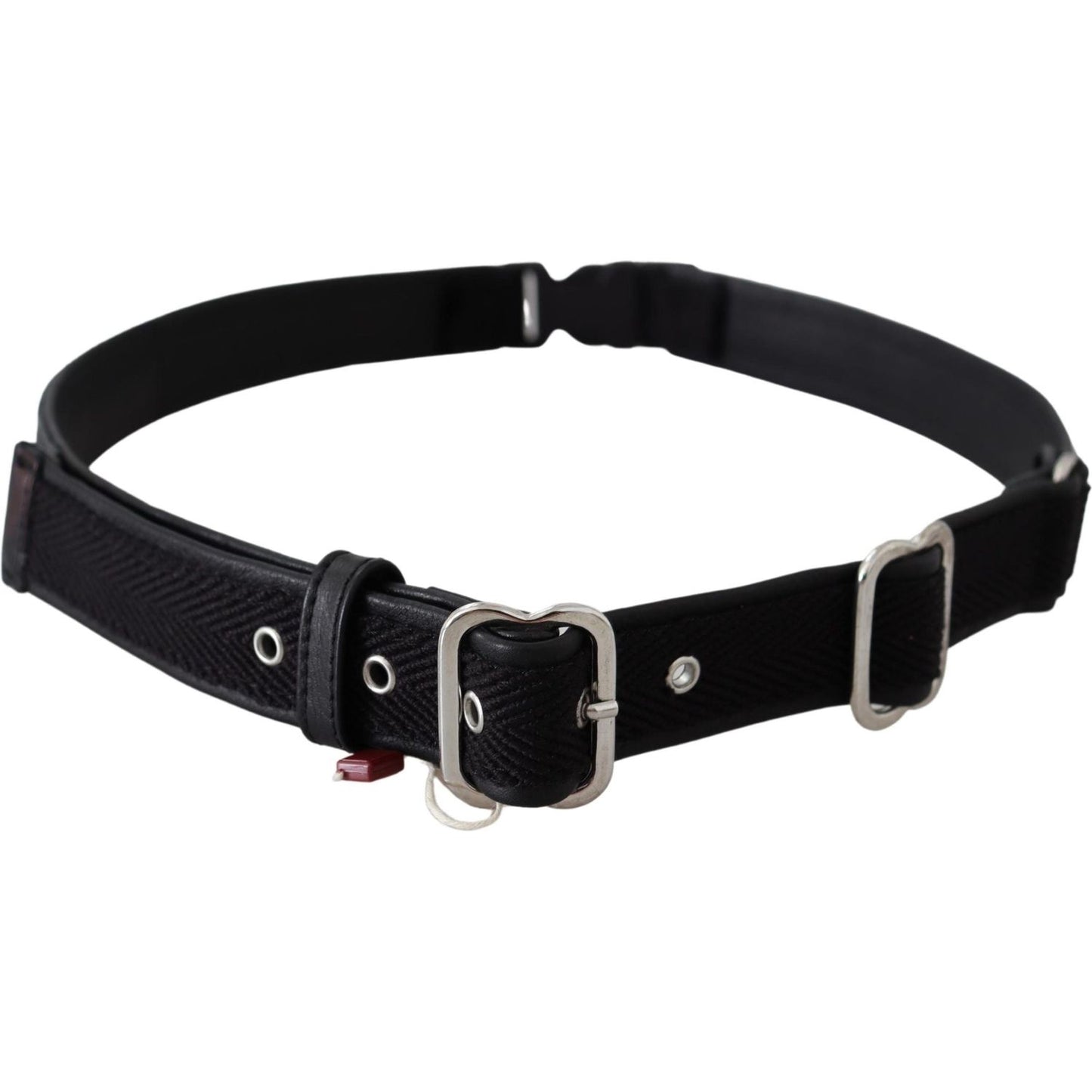 GF Ferre Chic Black Leather Waist Belt with Chrome Buckle Belt GF Ferre Black