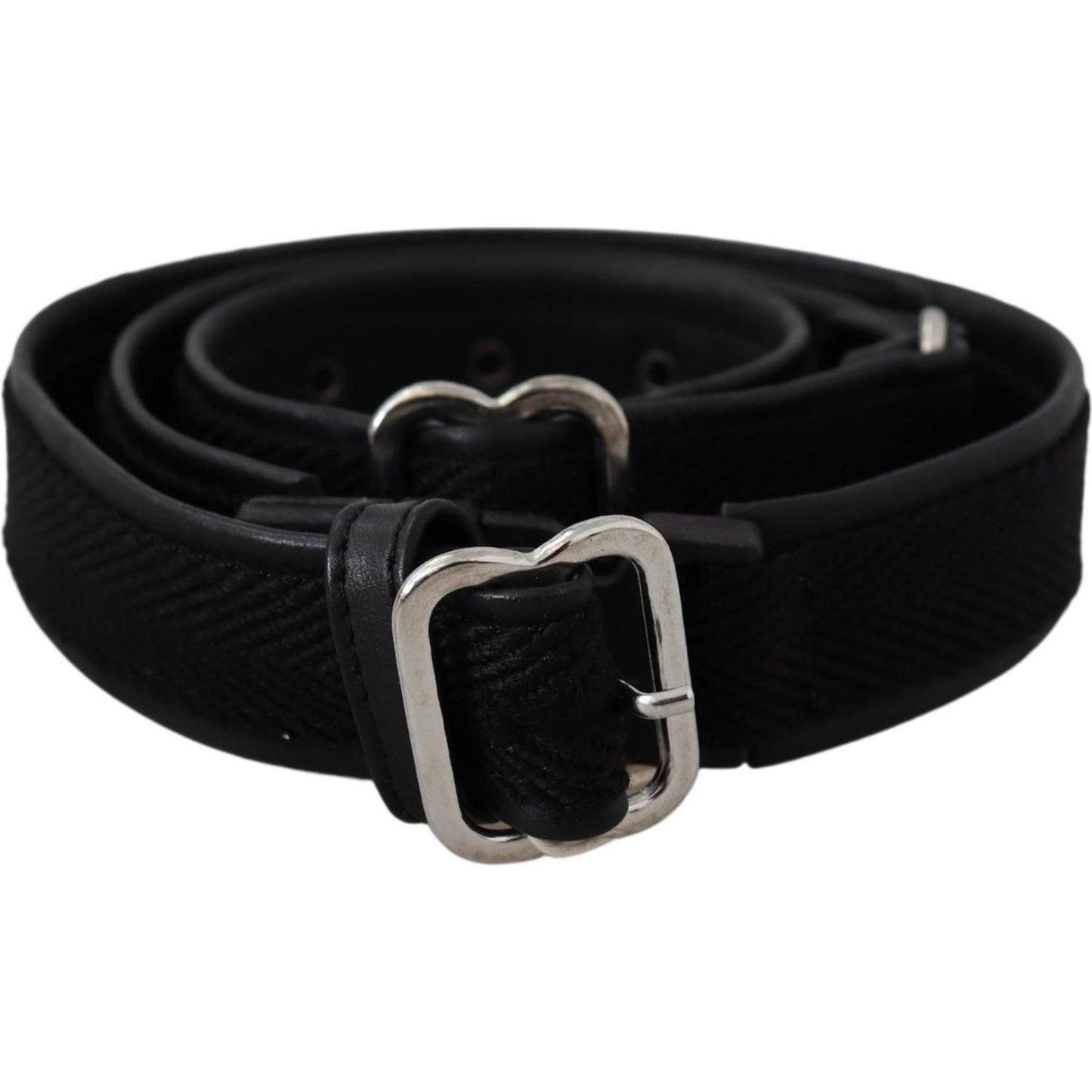 GF Ferre Chic Black Leather Waist Belt with Chrome Buckle Belt GF Ferre Black