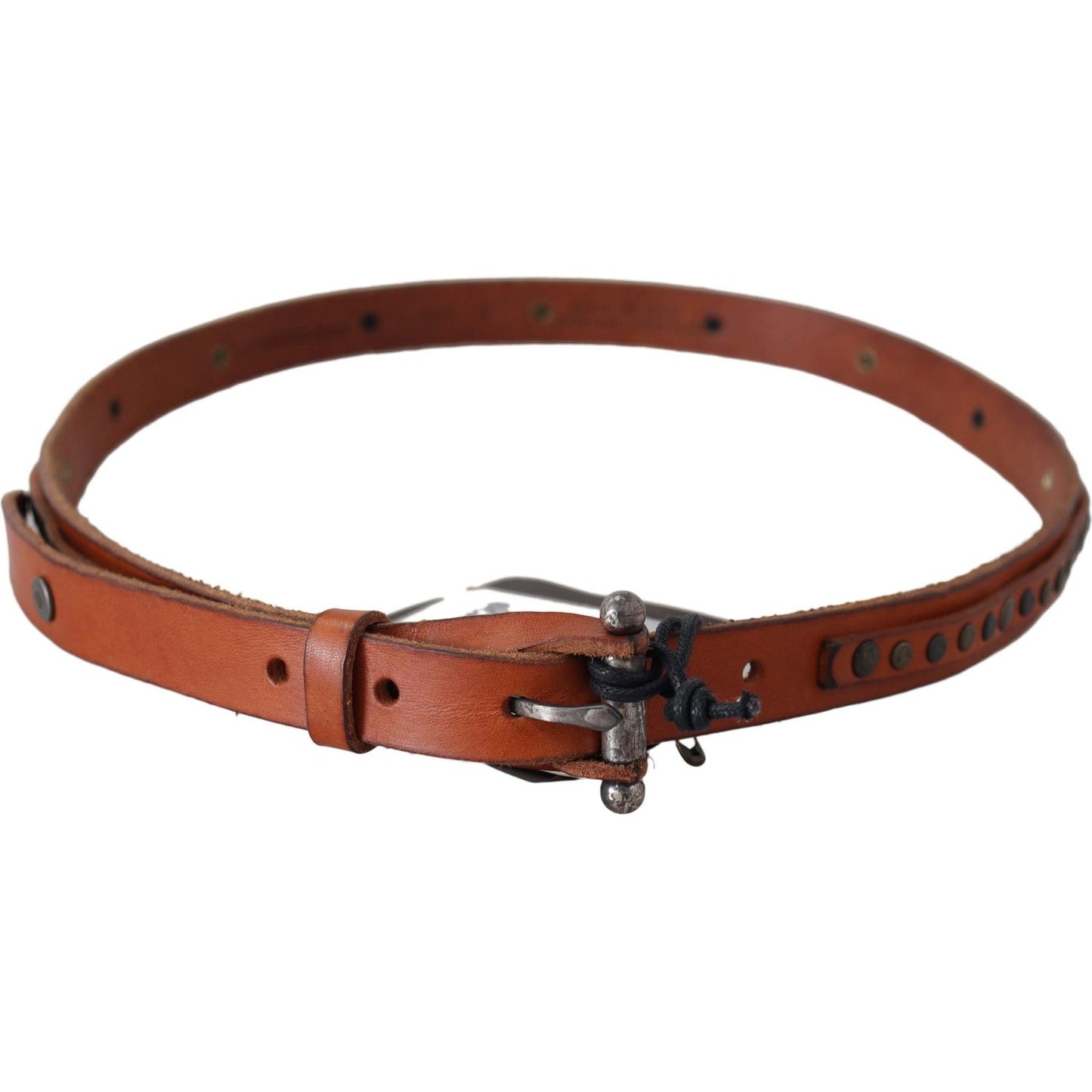 Scervino Street Elegant Leather Waist Belt in Brown Belt Scervino Street Saddle Brown