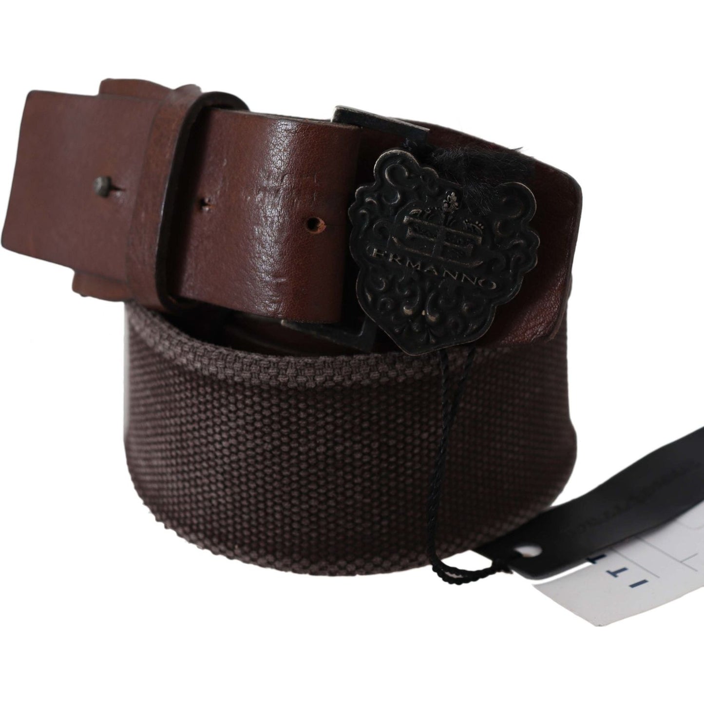 Ermanno Scervino Classic Dark Brown Leather Belt with Logo Buckle Belt Ermanno Scervino Black