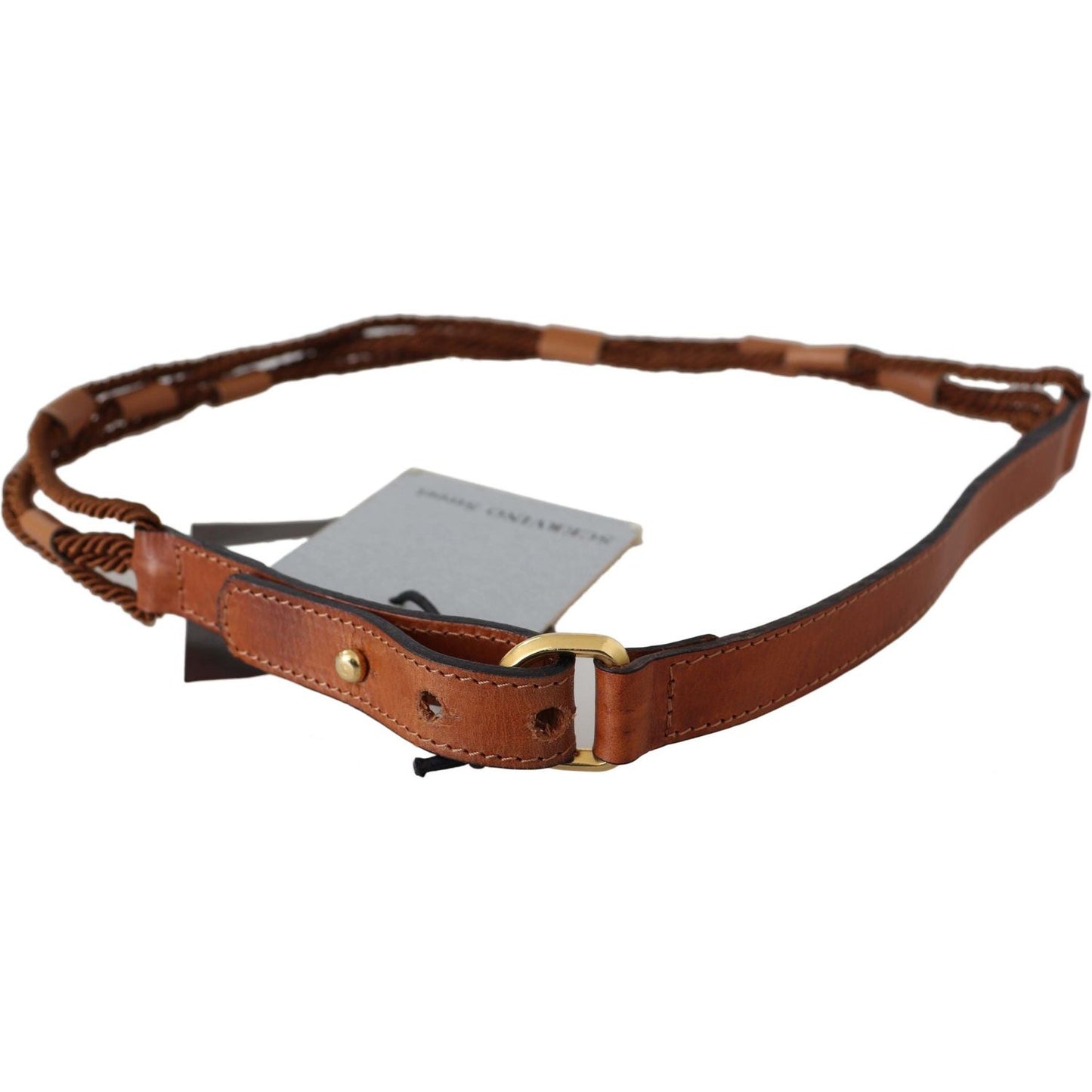 Scervino Street Elegant Braided Leather Belt in Dark Brown Belt Scervino Street Saddle Brown