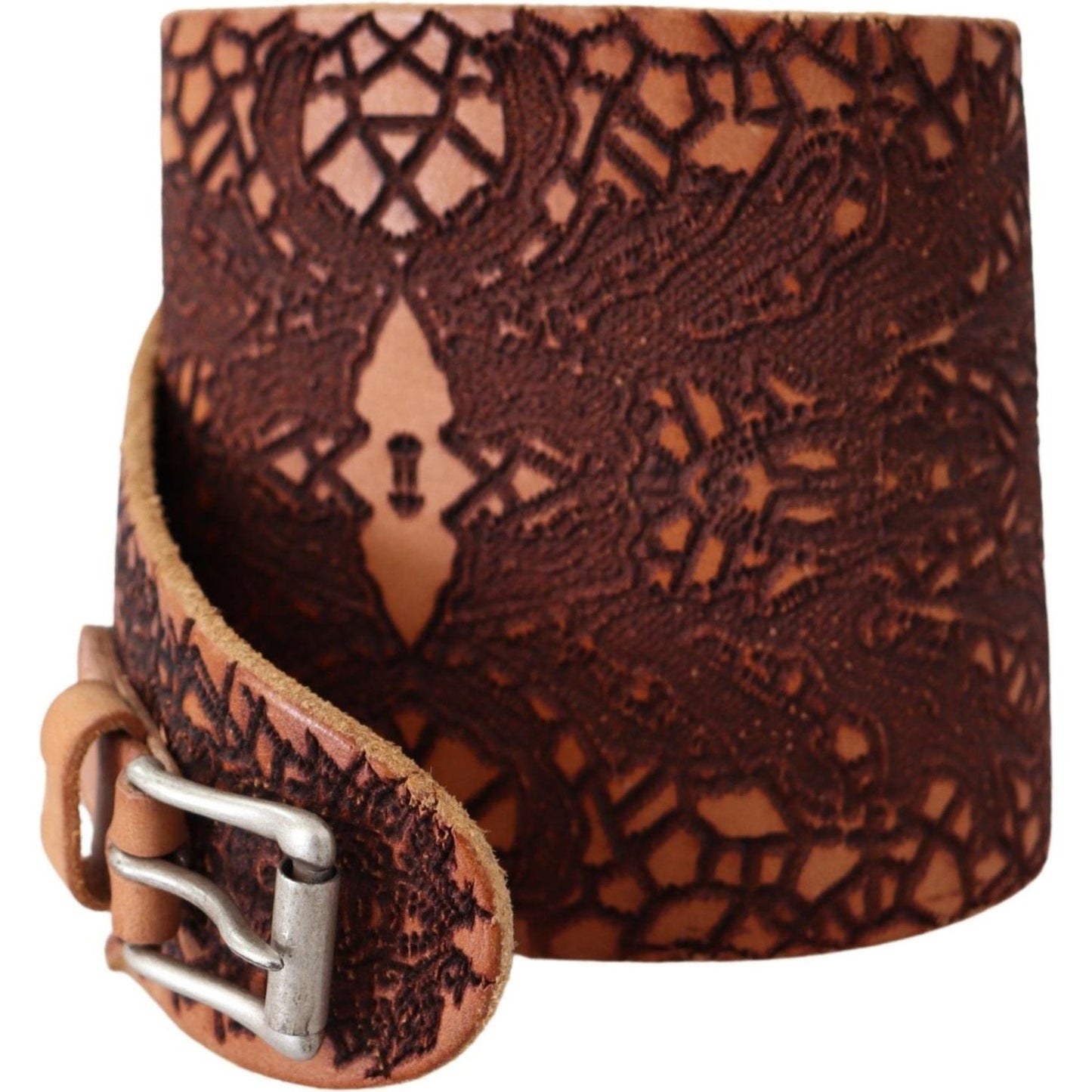 Scervino Street Elegant Brown Leather Fashion Belt Belt Scervino Street Dark Slate Gray