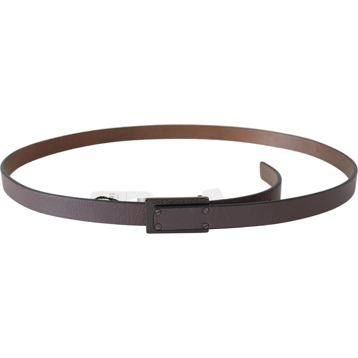 Costume National Elegant Dark Brown Leather Belt Belt Costume National Dark Olive Green