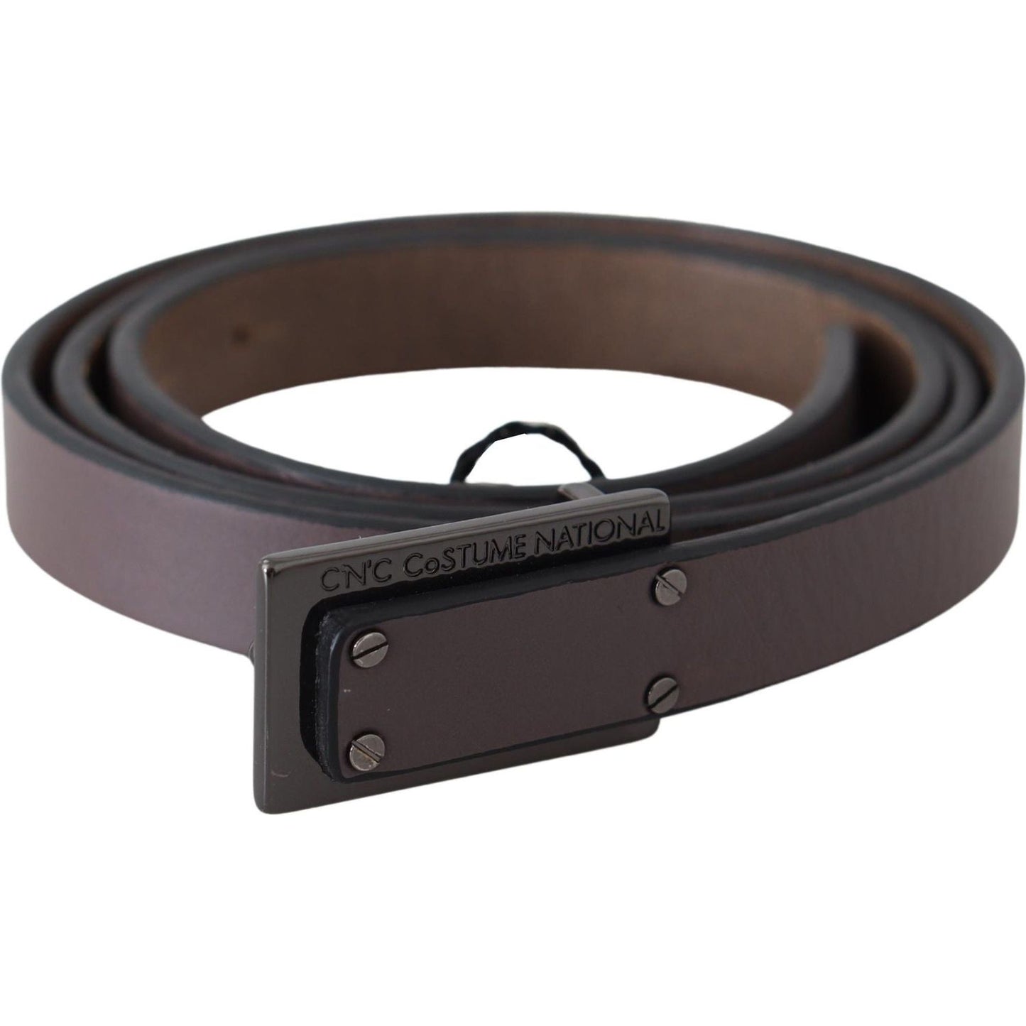 Costume National Elegant Dark Brown Leather Belt Belt Costume National Dark Slate Gray