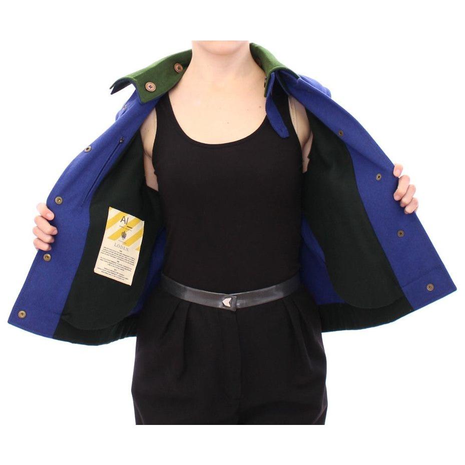 Andrea Incontri Elegant Blue Wool Jacket with Removable Collar Coats & Jackets Andrea Incontri Dark Slate Gray