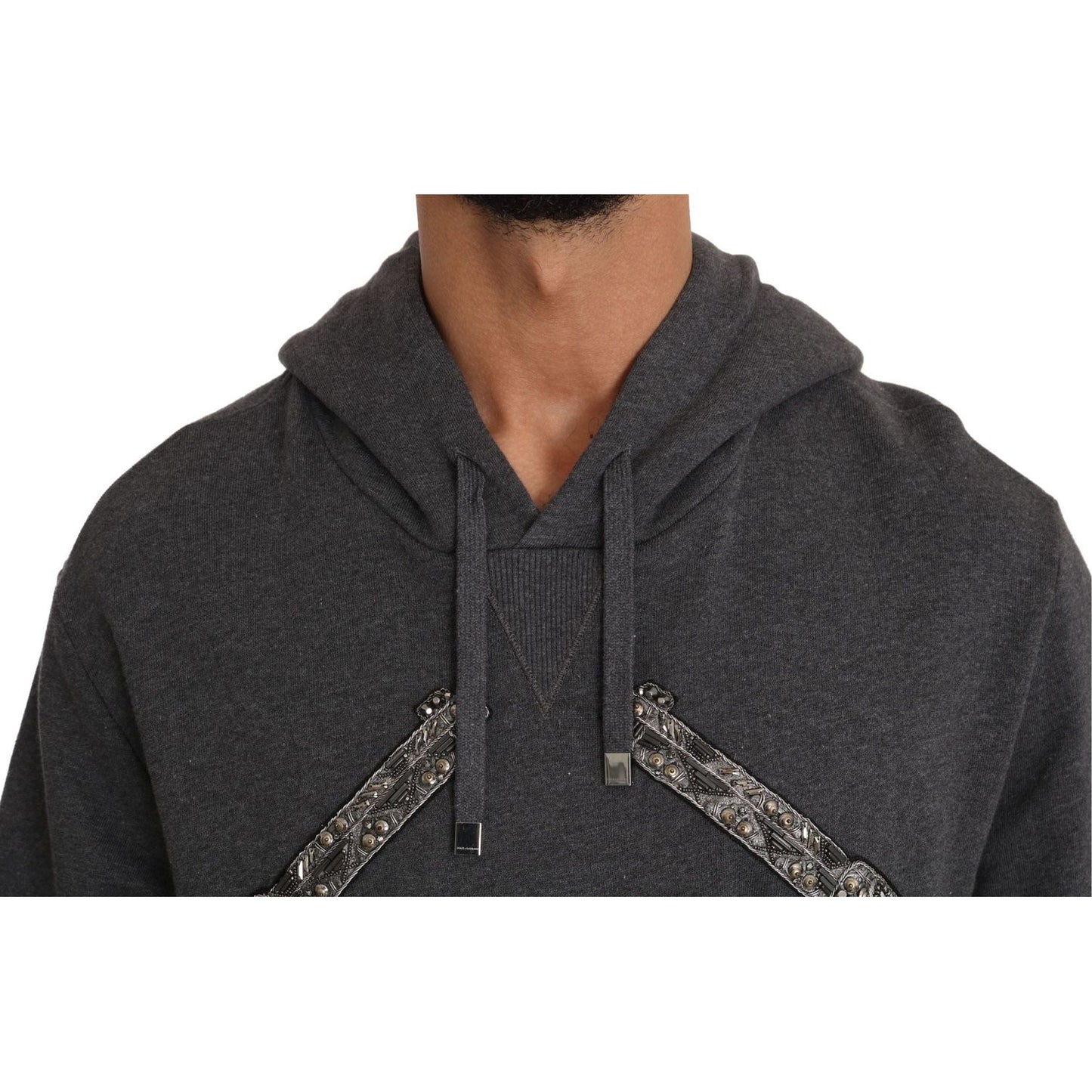 Dolce & Gabbana Gray Crystal Heart Gun Motif Sweater Dolce & Gabbana Dark Slate Gray