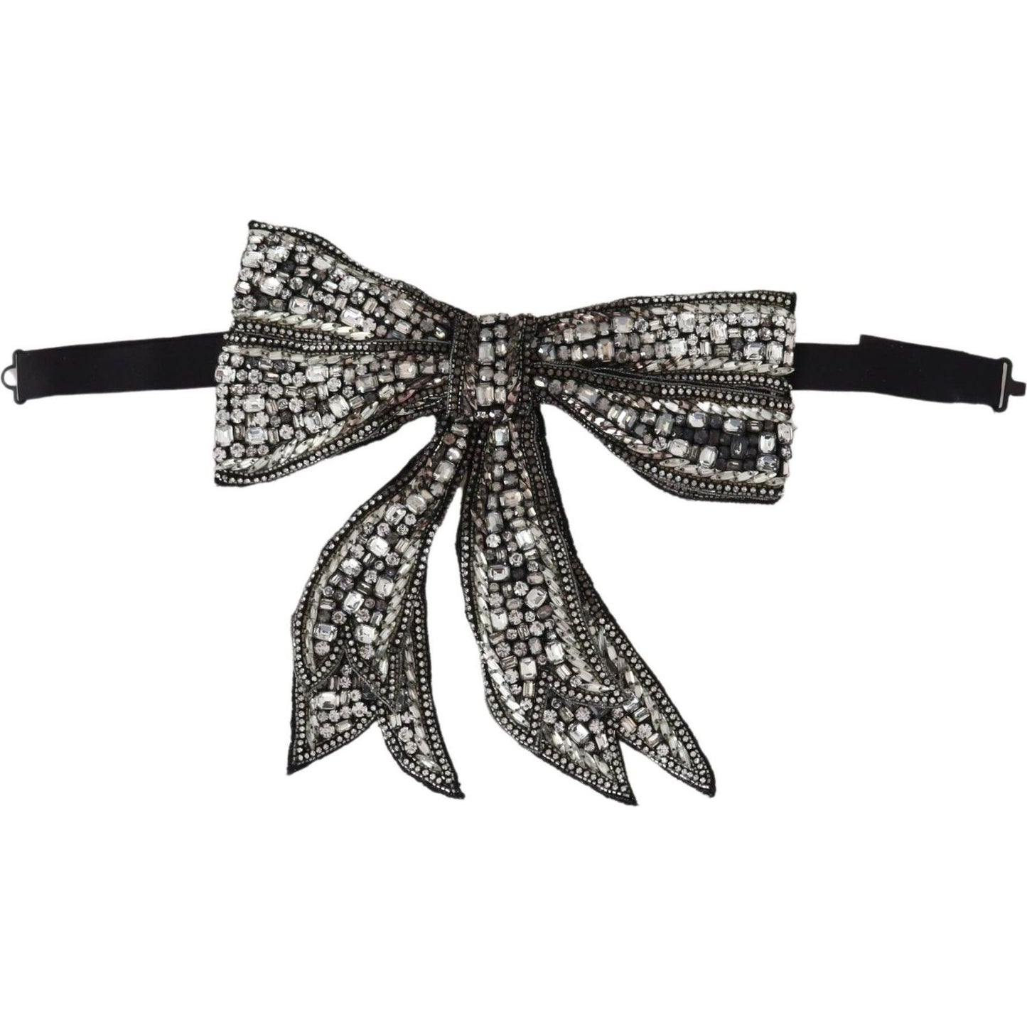 Dolce & Gabbana Crystal-Embellished Silk Bowtie - Silver Elegance Necklace Dolce & Gabbana Dark Slate Gray