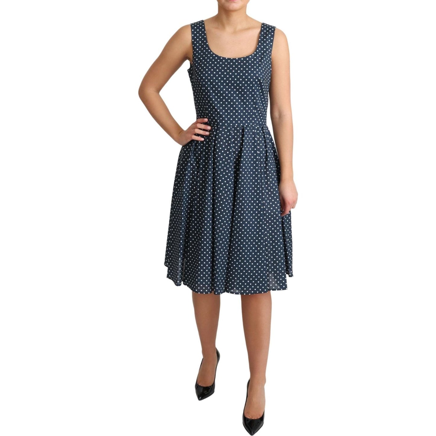 Dolce & Gabbana Polka Dot Sleeveless A-Line Dress Dolce & Gabbana Tan