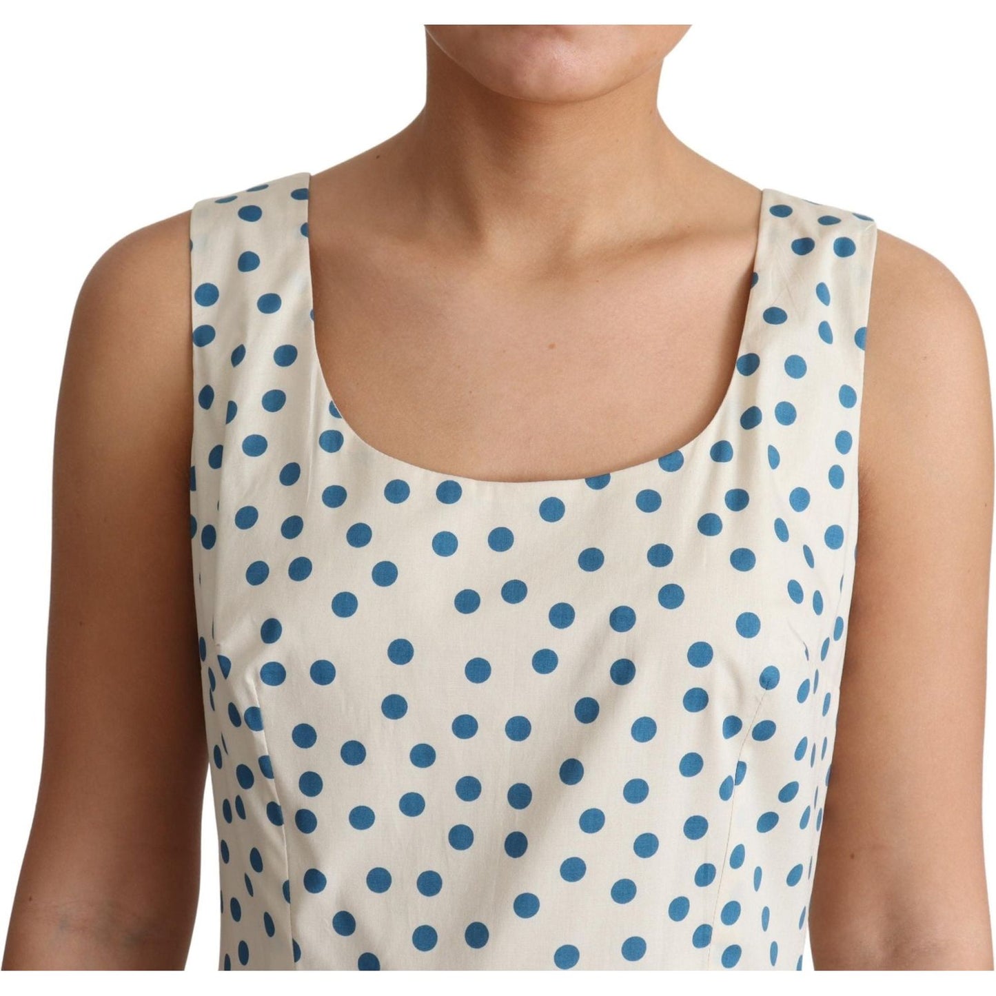 Dolce & Gabbana Elegant Beige Polka Dot A-Line Sleeveless Dress Dresses Dolce & Gabbana Tan